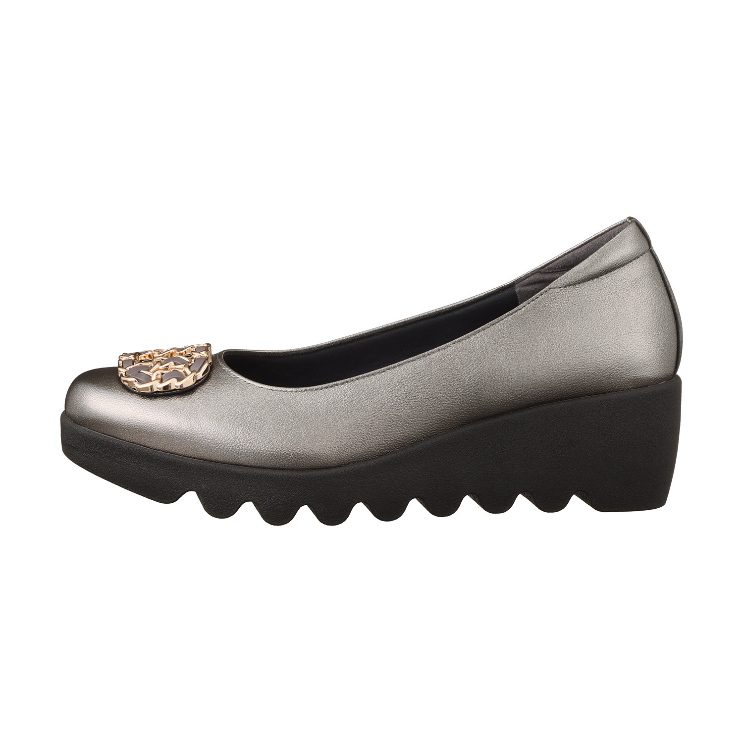 ヒルズアヴェニュー ＜日本製＞ レザー バックルデザイン ウェーブソールパンプス