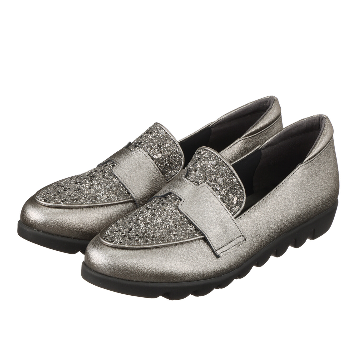 ヒルズアヴェニュー ＜日本製＞レザー グリッター リップルソールローファー