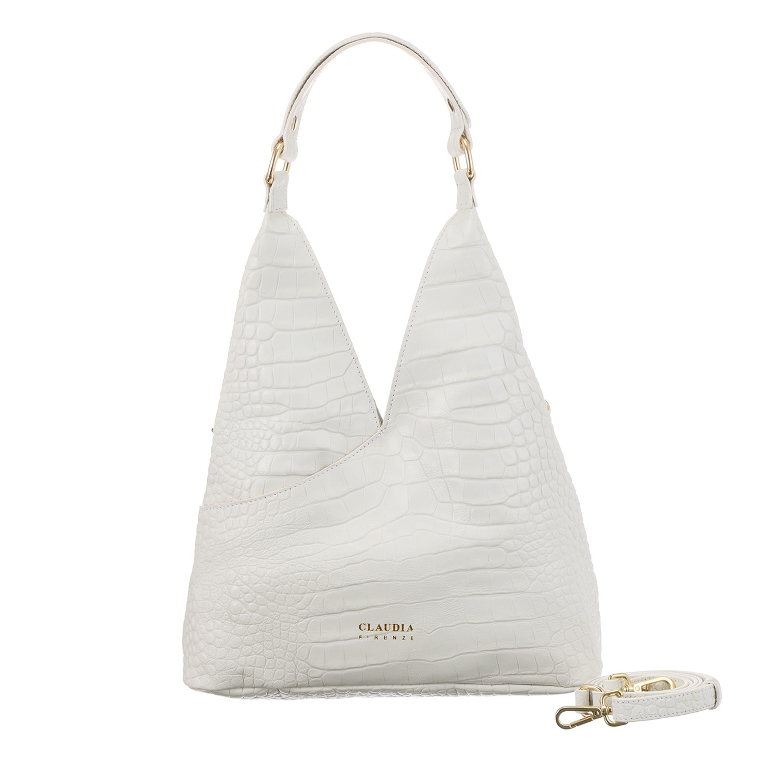 クラウディア ＜イタリア製＞ ソフトカーフレザー クロコダイル型押し ２ウェイバッグ