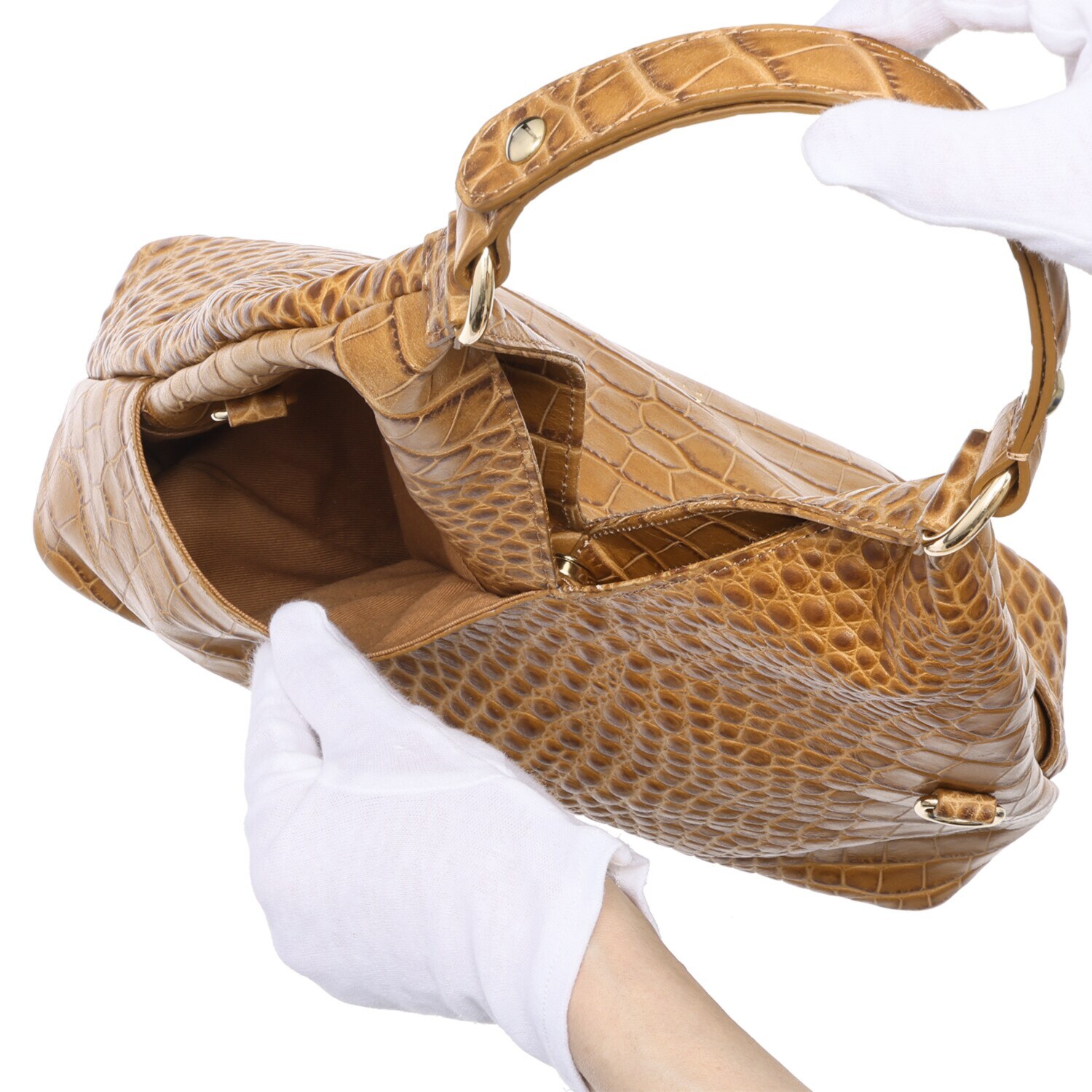 クラウディア ＜イタリア製＞ ソフトカーフレザー クロコダイル型押し ２ウェイバッグ