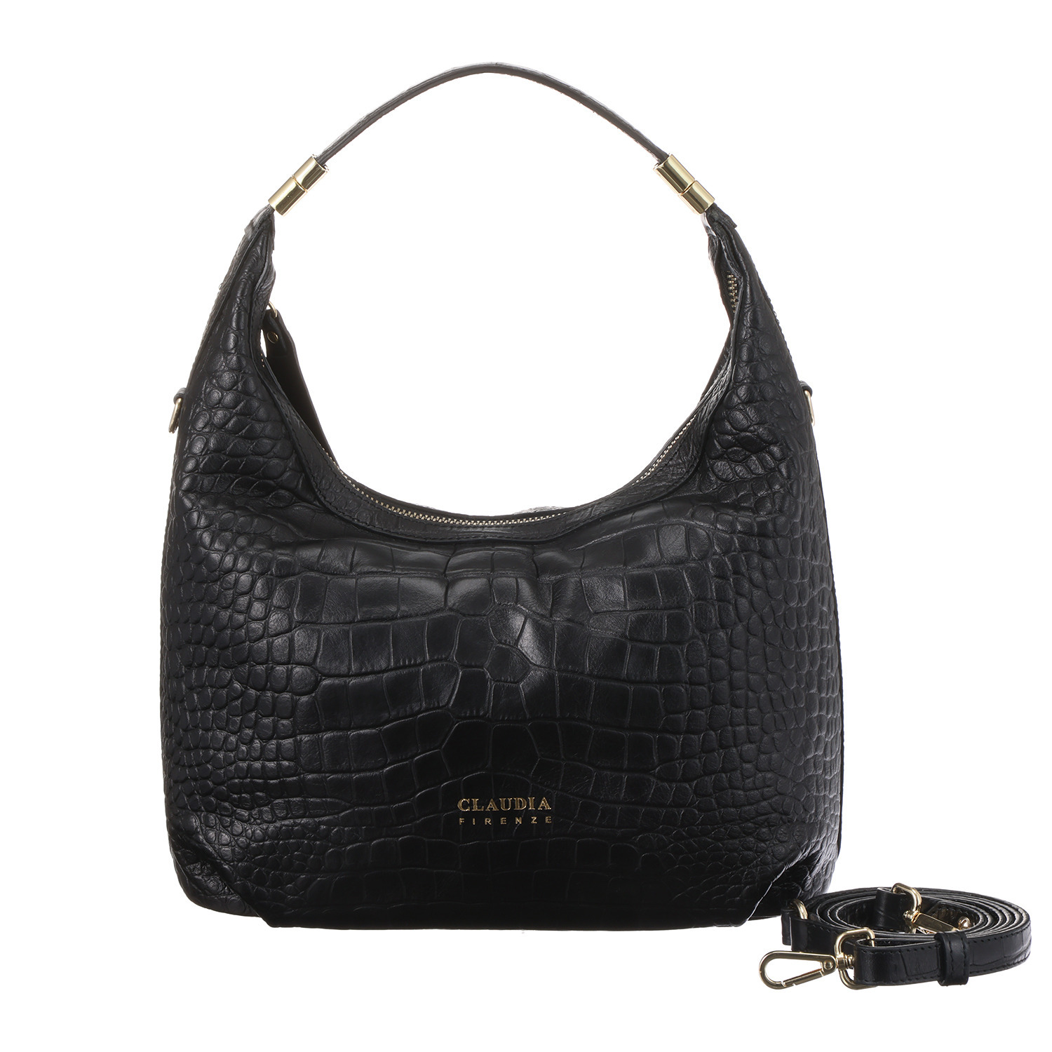 クラウディア ＜イタリア製＞ ソフトカーフレザー クロコダイル型押し ２ウェイ ブレスレットバッグ