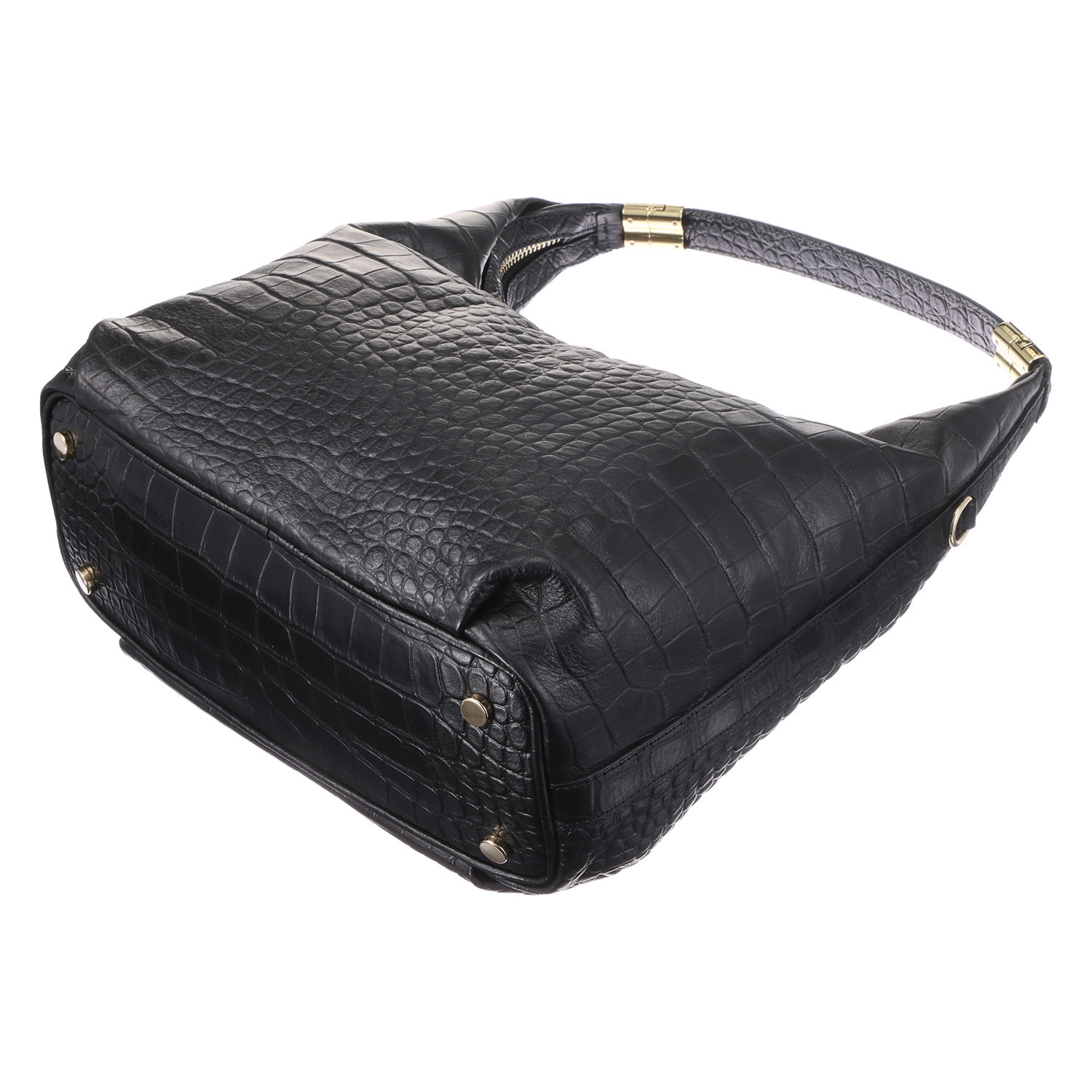 クラウディア ＜イタリア製＞ ソフトカーフレザー クロコダイル型押し ２ウェイ ブレスレットバッグ