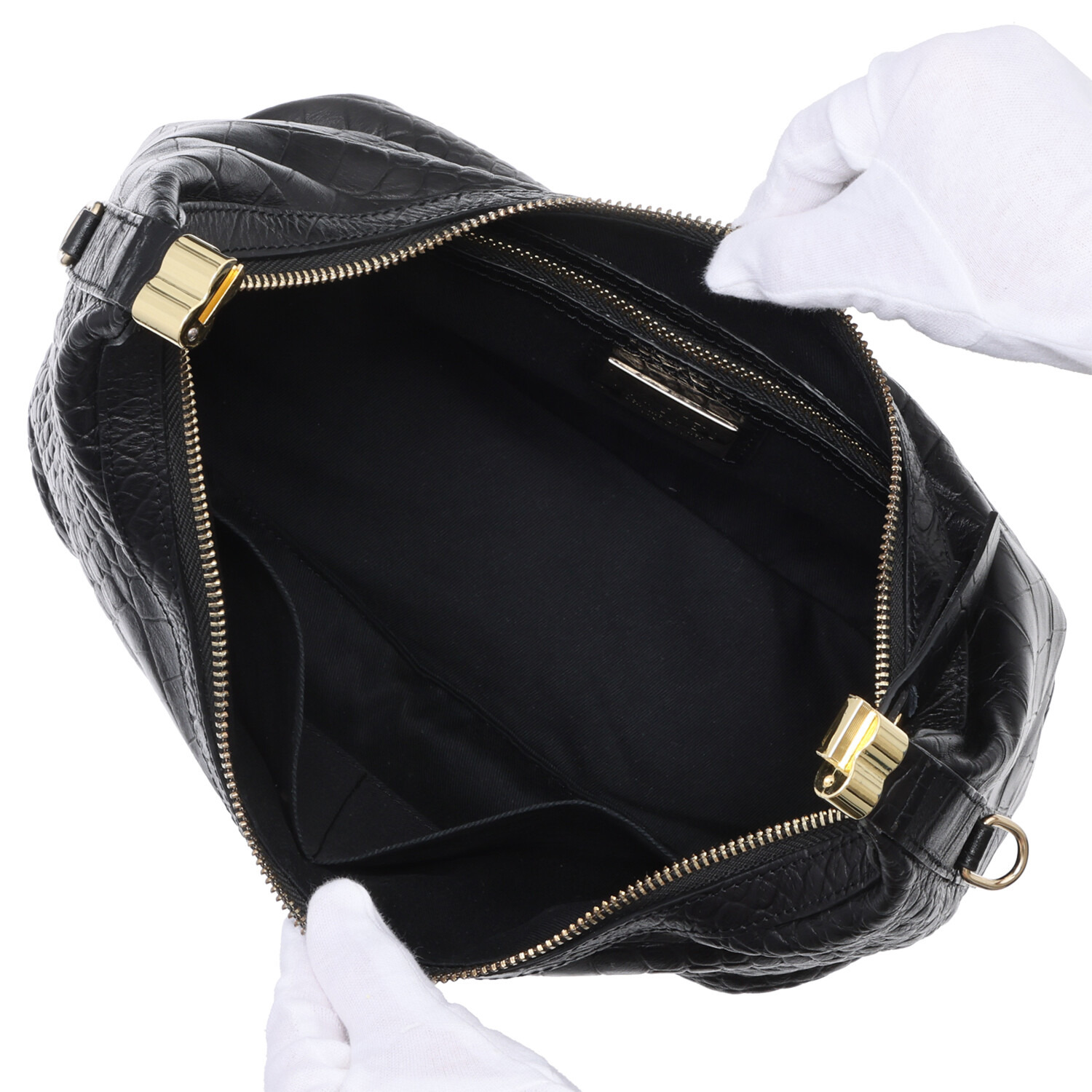 クラウディア ＜イタリア製＞ ソフトカーフレザー クロコダイル型押し ２ウェイ ブレスレットバッグ