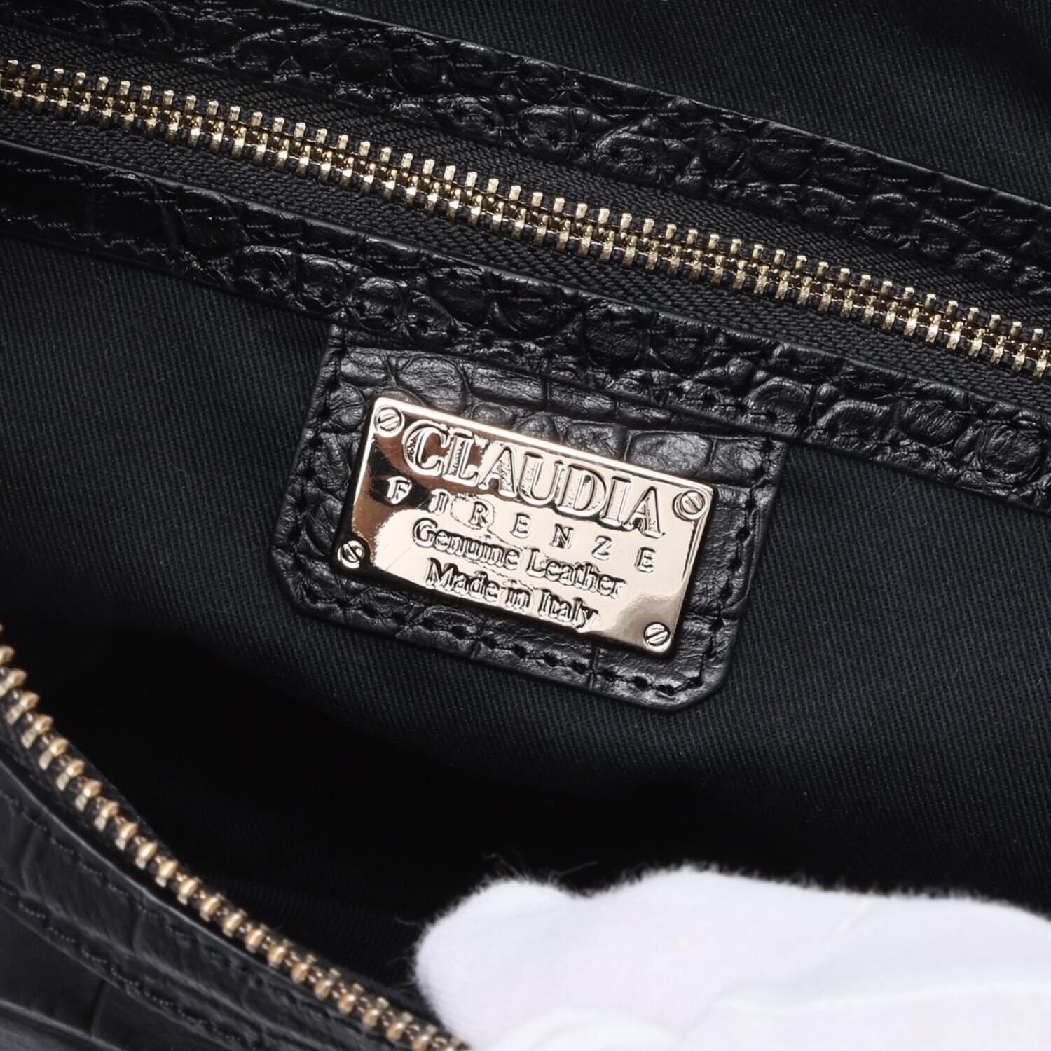 クラウディア ＜イタリア製＞ ソフトカーフレザー クロコダイル型押し ２ウェイ ブレスレットバッグ