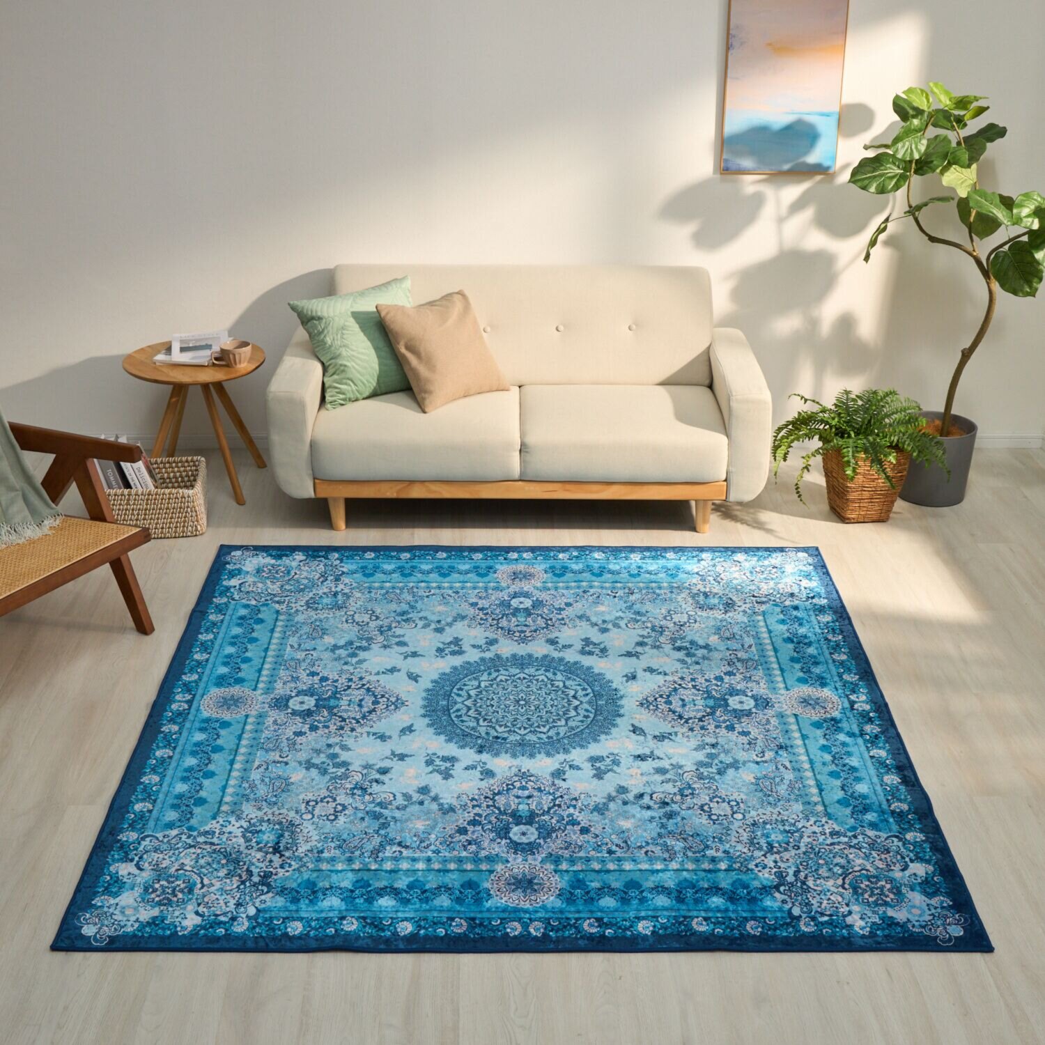 はっ水加工付 ペルシャンデザイン カーペット “サンティエラ” ＜１９０×１９０ｃｍ＞