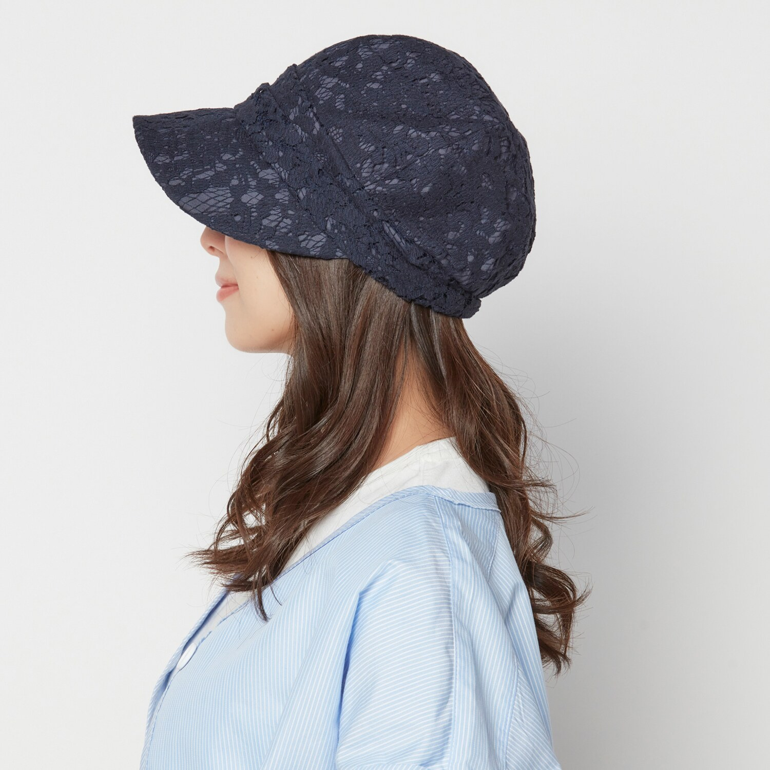 タイムクロス 日本製 綿混 洗えるナチュラルレース 軽量キャスケット