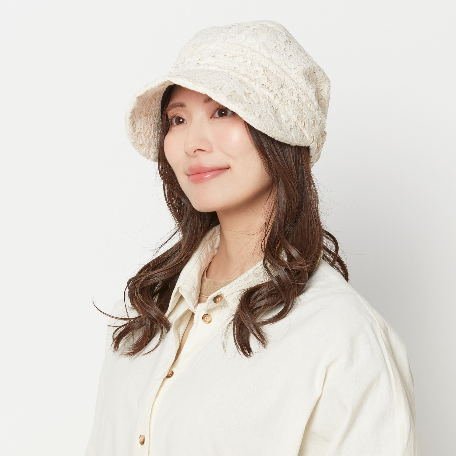 タイムクロス 日本製 綿混 洗えるナチュラルレース 軽量キャスケット