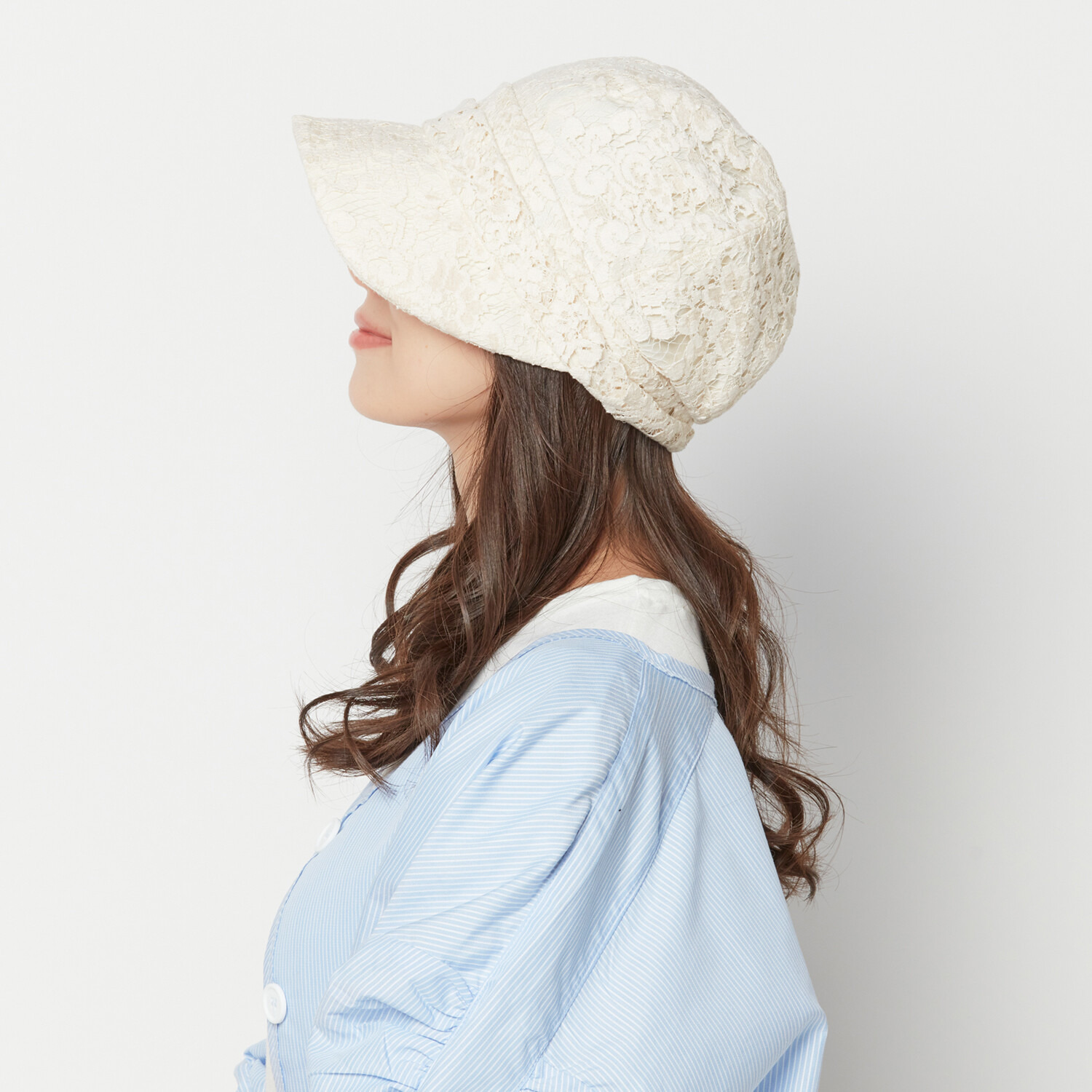 タイムクロス 日本製 綿混 洗えるナチュラルレース 軽量キャスケット