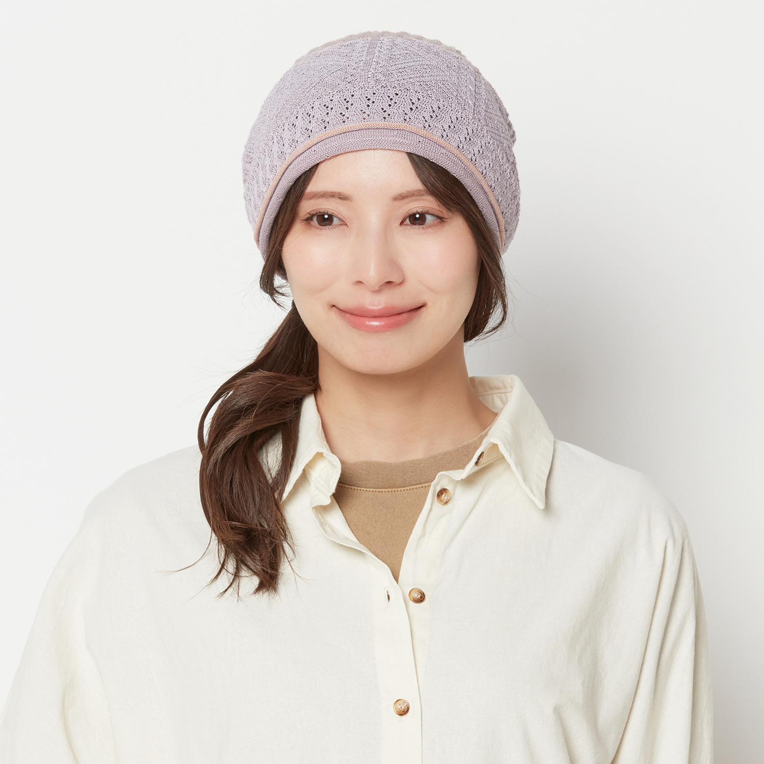 タイムクロス 日本製　超軽量 洗えるシルク混の ホールガーメント（Ｒ） おうちニット帽