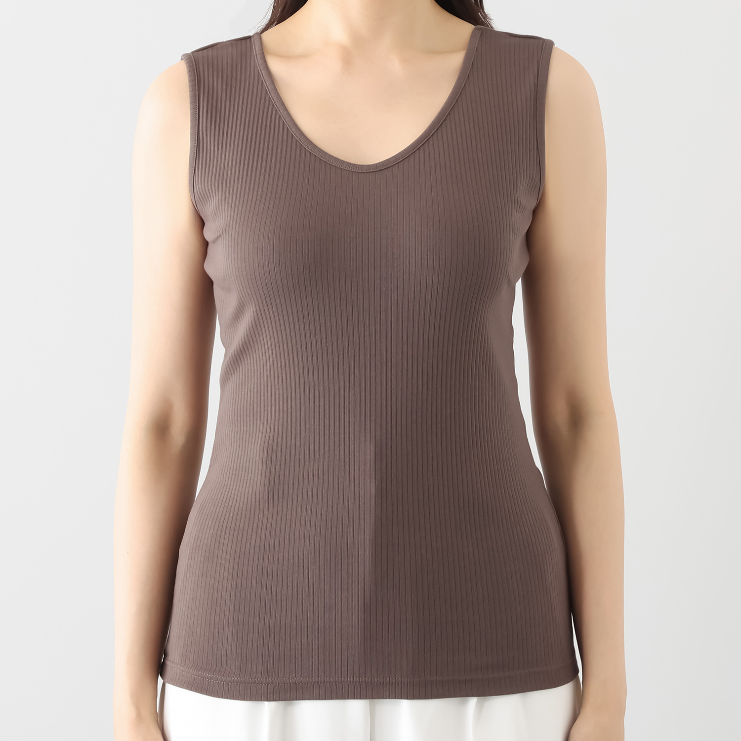 ジュエル オーガニックコットン混 ストレッチリブ編 前後２ウェイ タンクトップ３枚セット