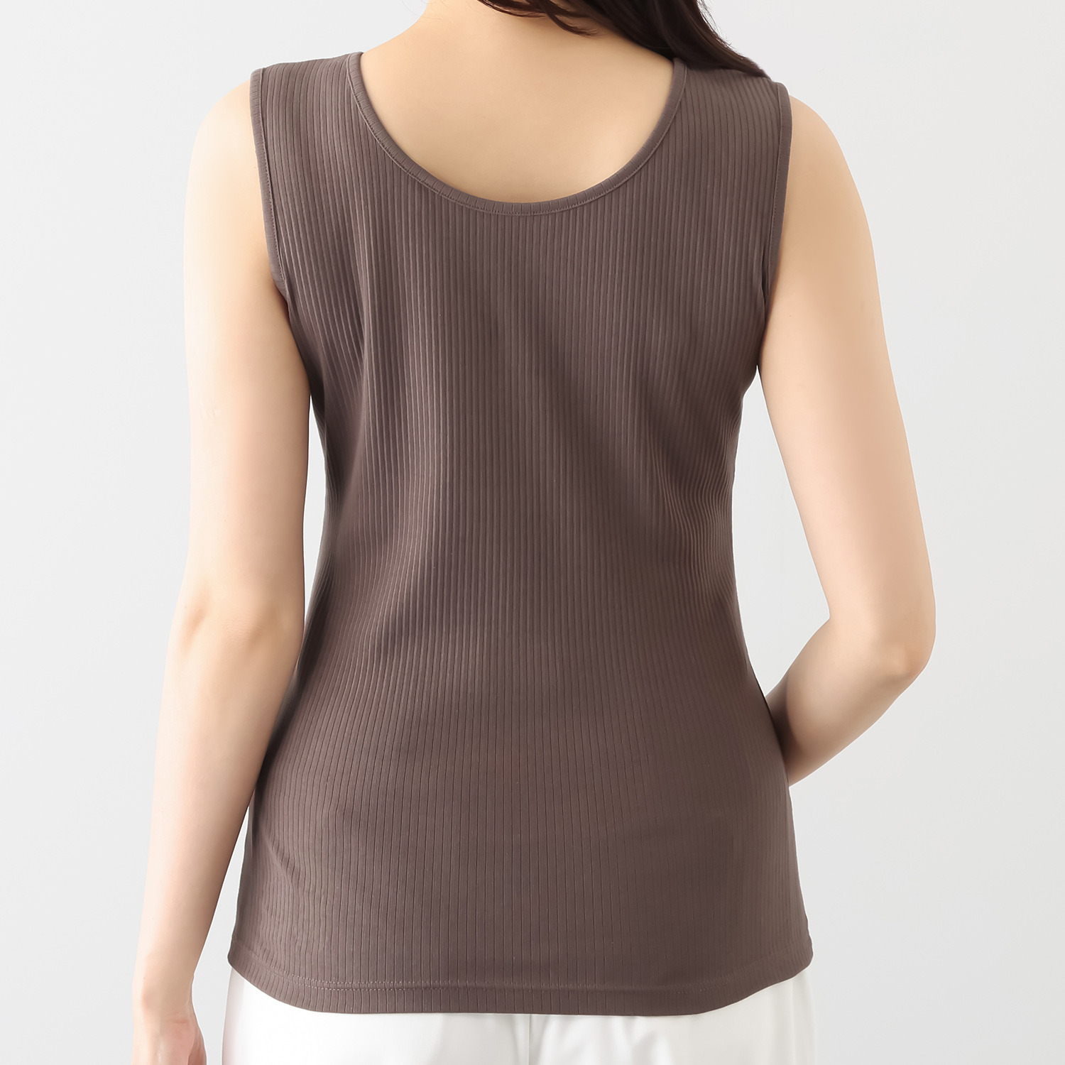 ジュエル オーガニックコットン混 ストレッチリブ編 前後２ウェイ タンクトップ３枚セット