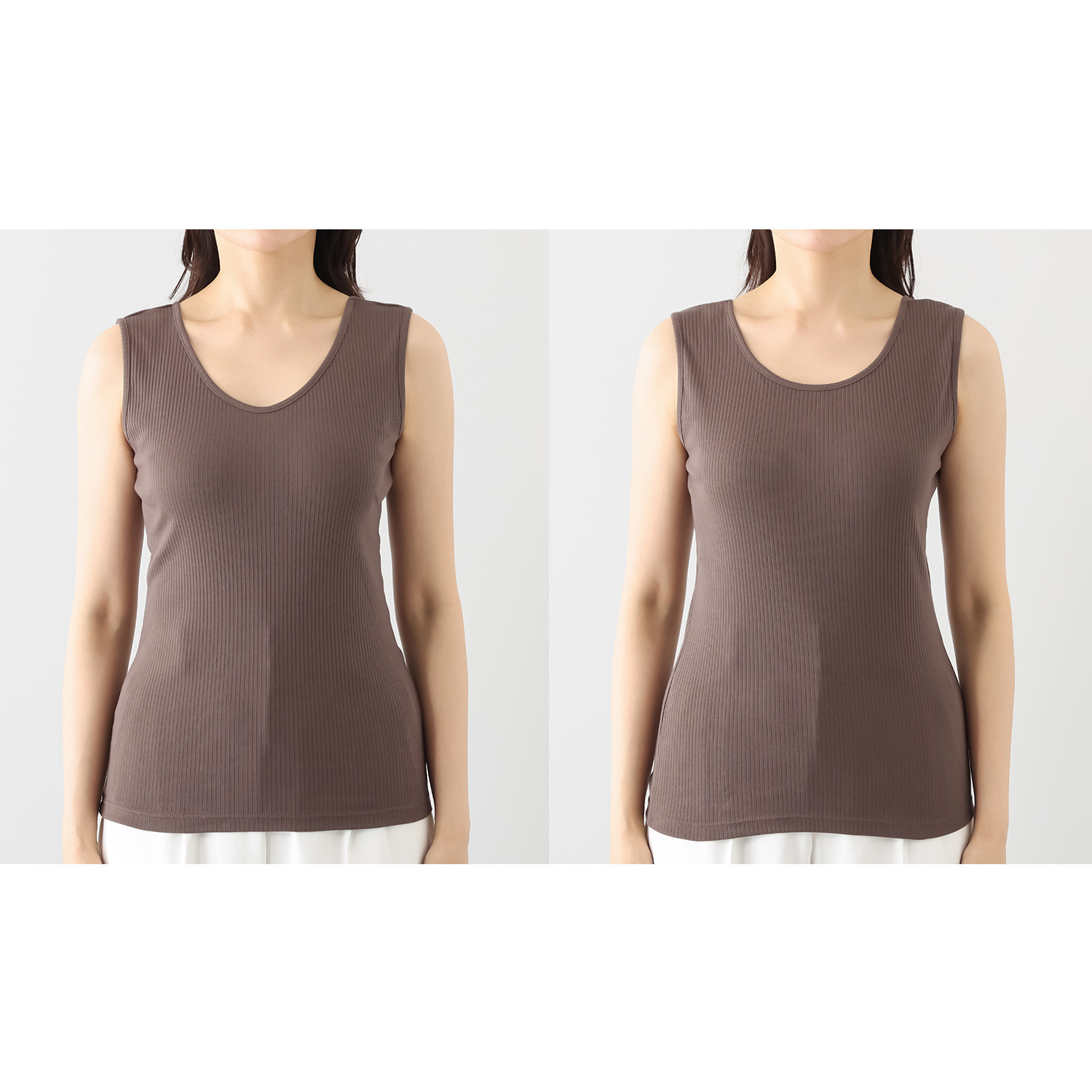 ジュエル オーガニックコットン混 ストレッチリブ編 前後２ウェイ タンクトップ３枚セット