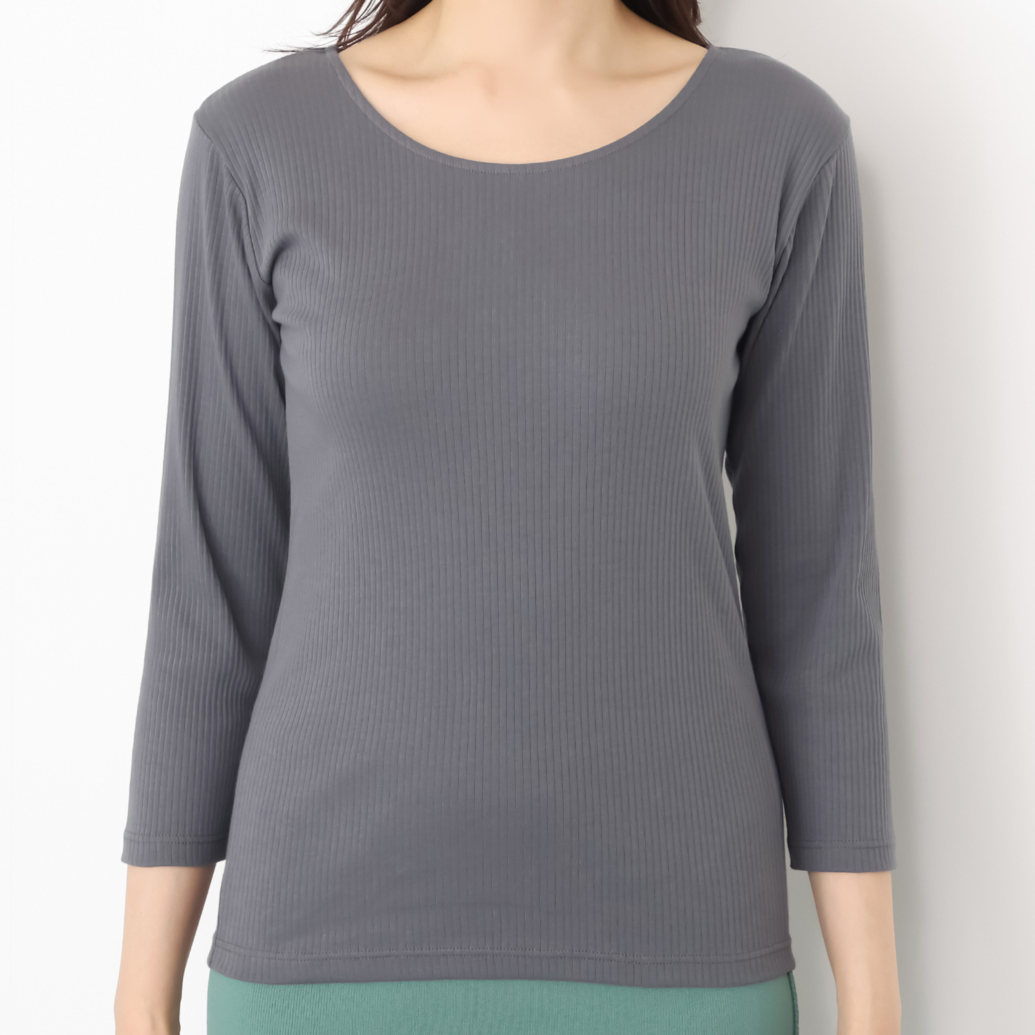 ジュエル オーガニックコットン混 ストレッチリブ編 七分袖インナー３枚セット