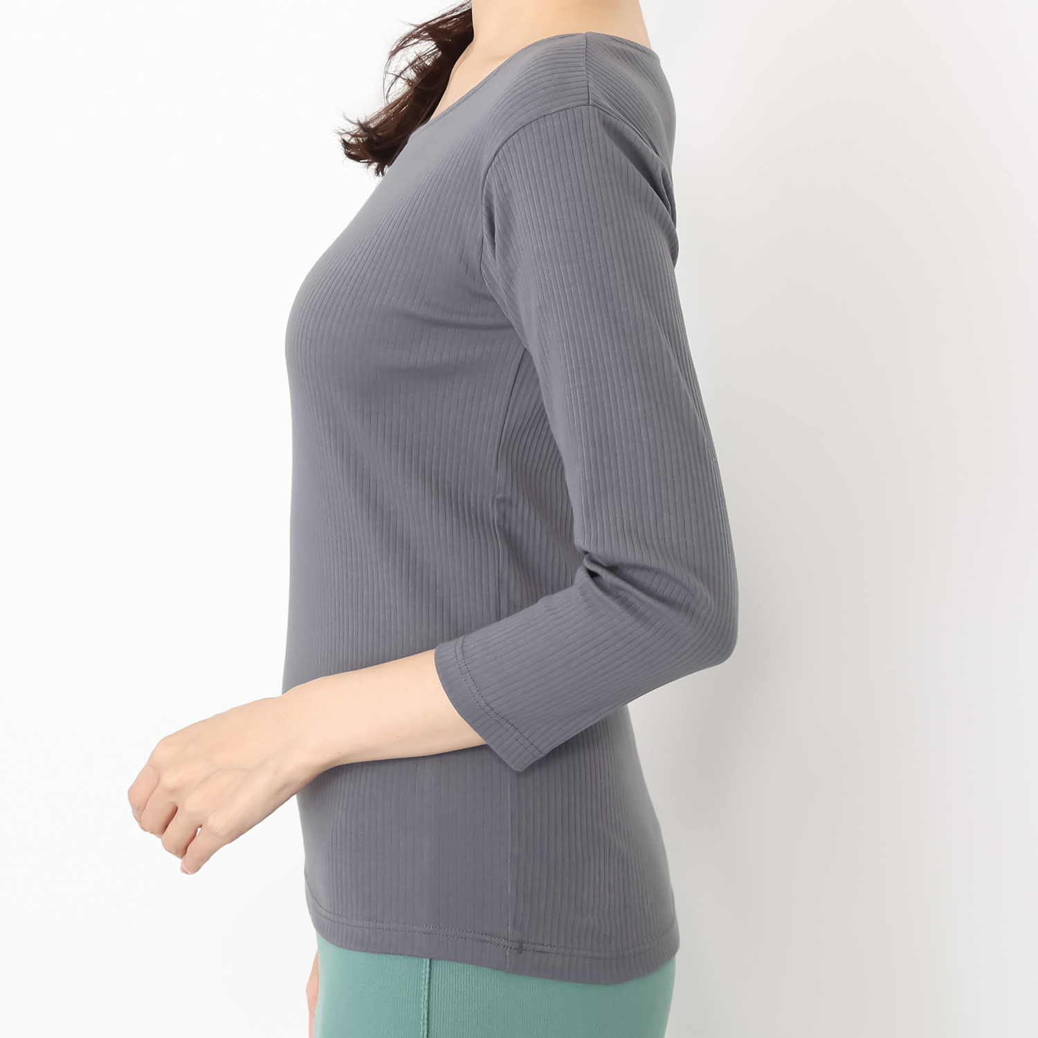 ジュエル オーガニックコットン混 ストレッチリブ編 七分袖インナー３枚セット