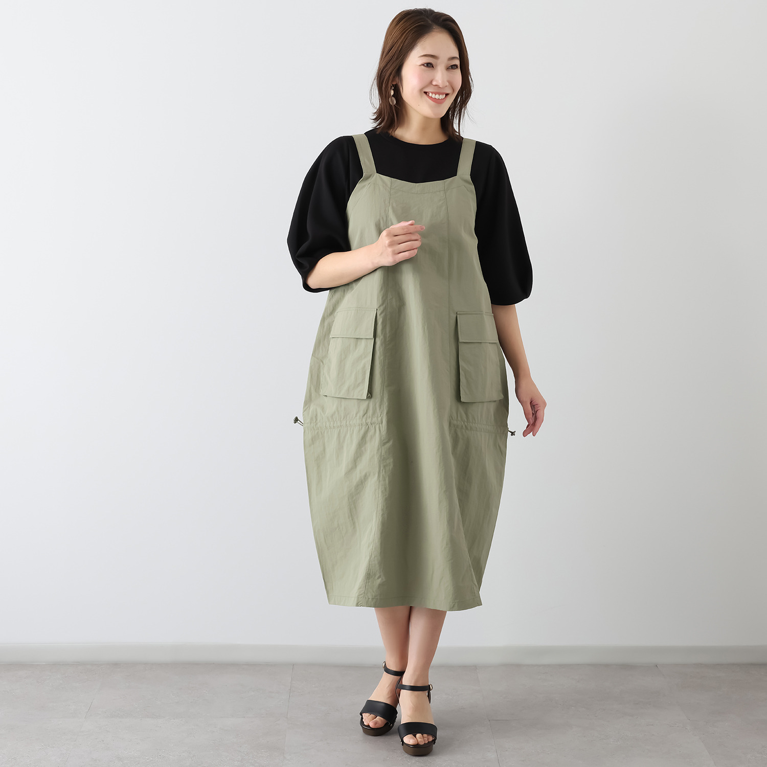 コモエリークローゼット ビッグポケット ジャンパードレス