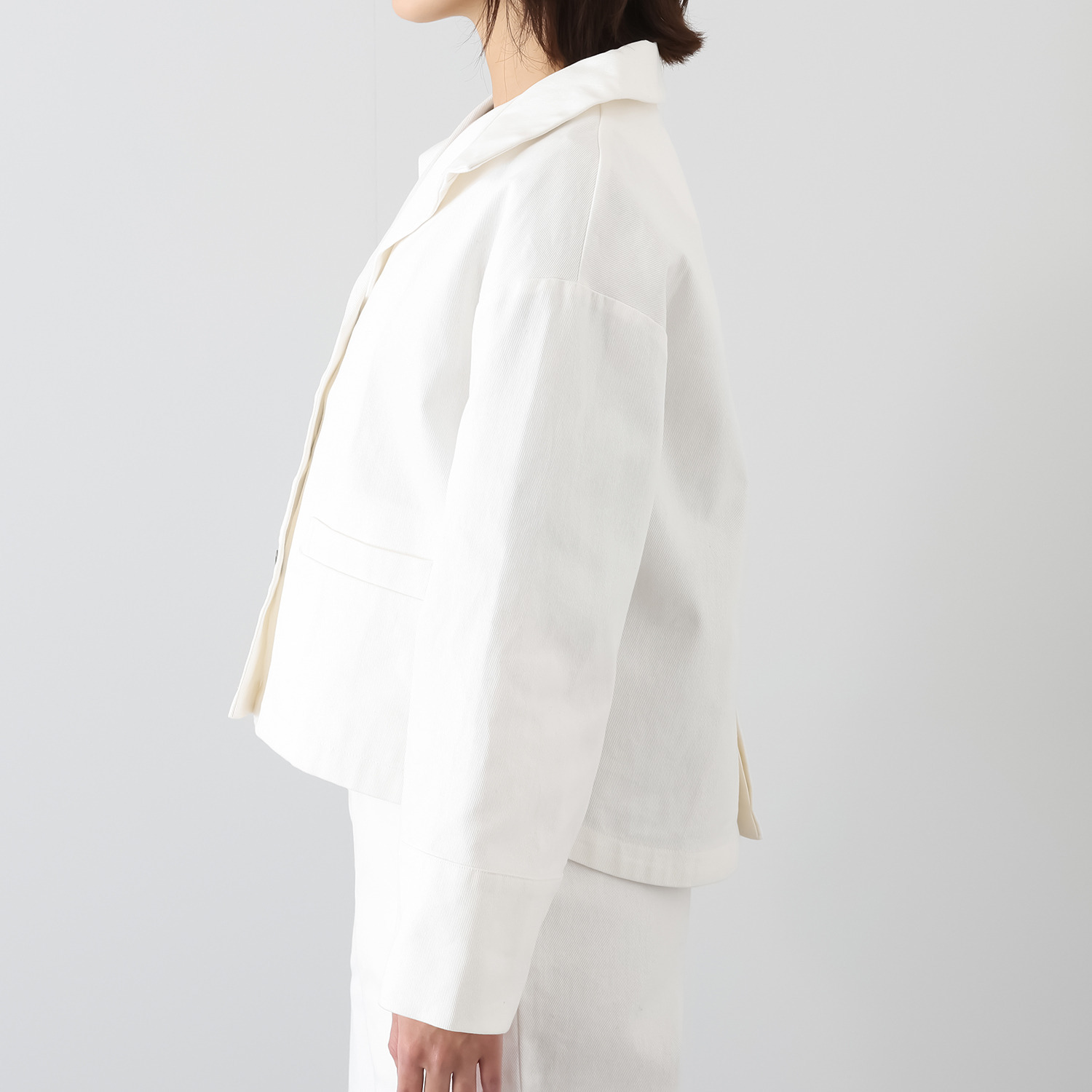 コモエリークローゼット ショートポイントカラー＆ ワイドスリーブ 羽織りデニムジャケット