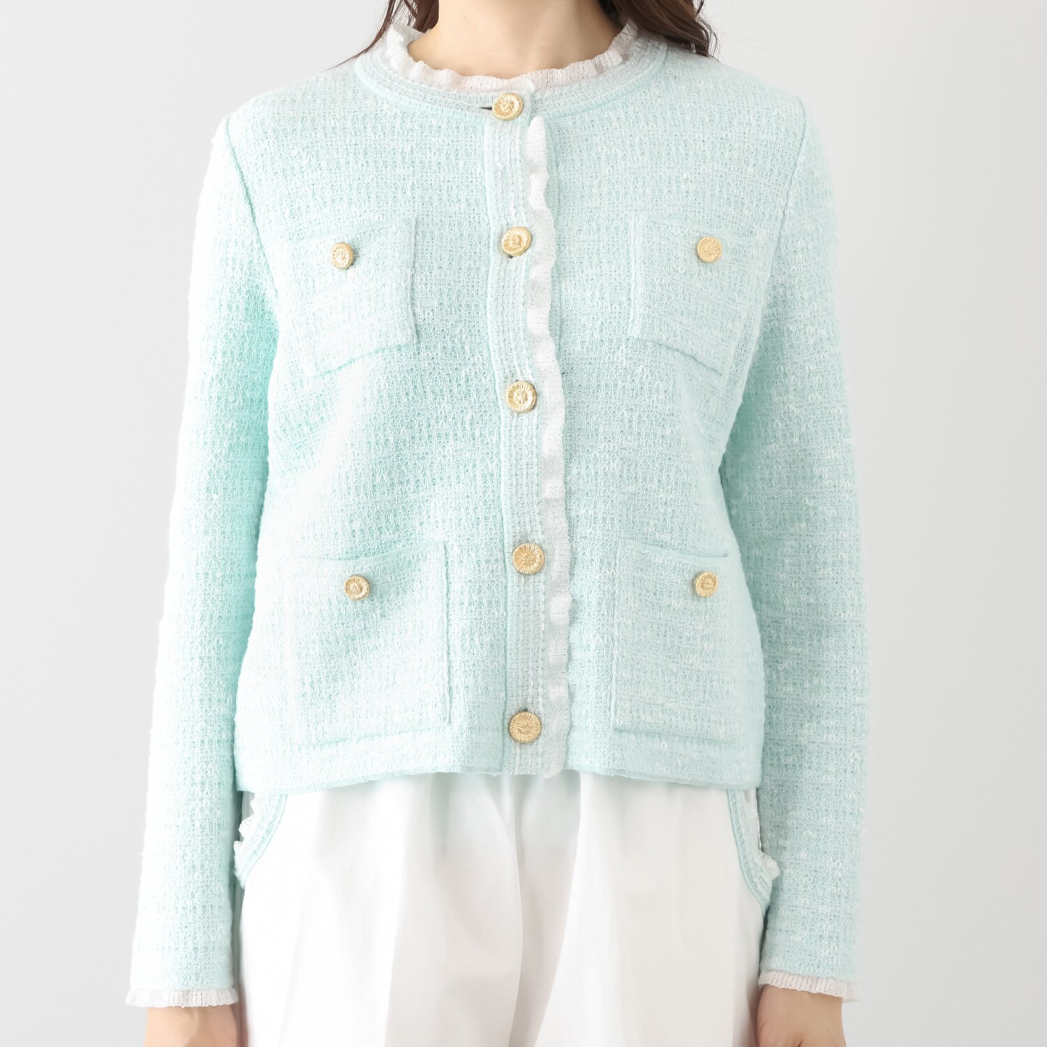 マルティジャーニ 日本製　匠の技 ツイードジャガード ニットジャケット