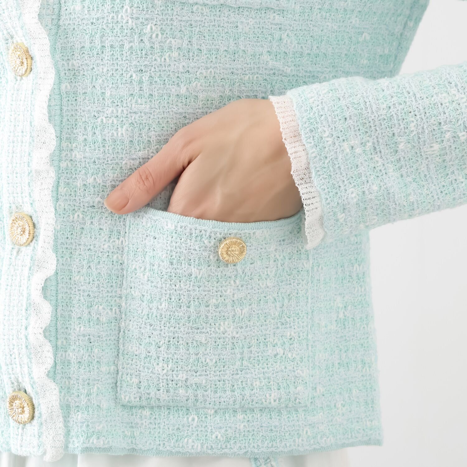 マルティジャーニ 日本製　匠の技 ツイードジャガード ニットジャケット