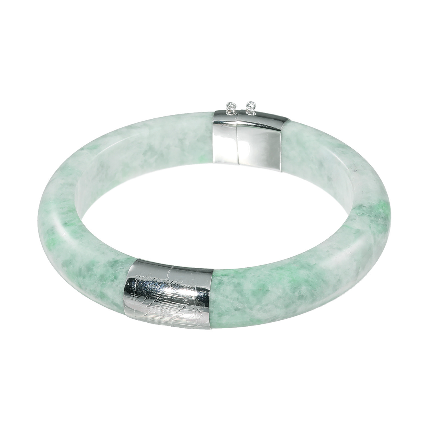 マスターストーン シルバー 無着色本翡翠 開閉式バングル