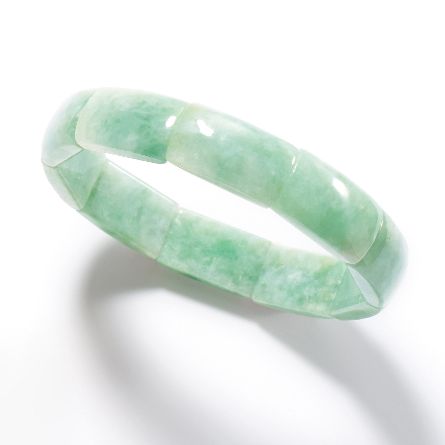 マスターストーン 無着色本翡翠 バングル見えする イラスティック ブレスレット