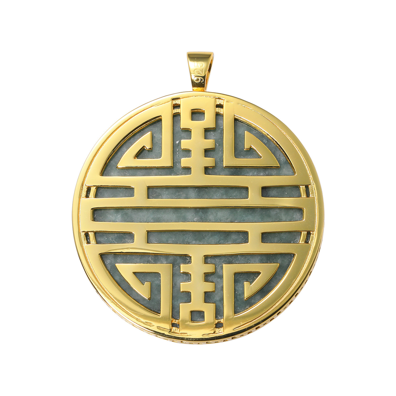 マスターストーン シルバー 無着色本翡翠 濃緑特大ペンダントトップ 〜百壽〜