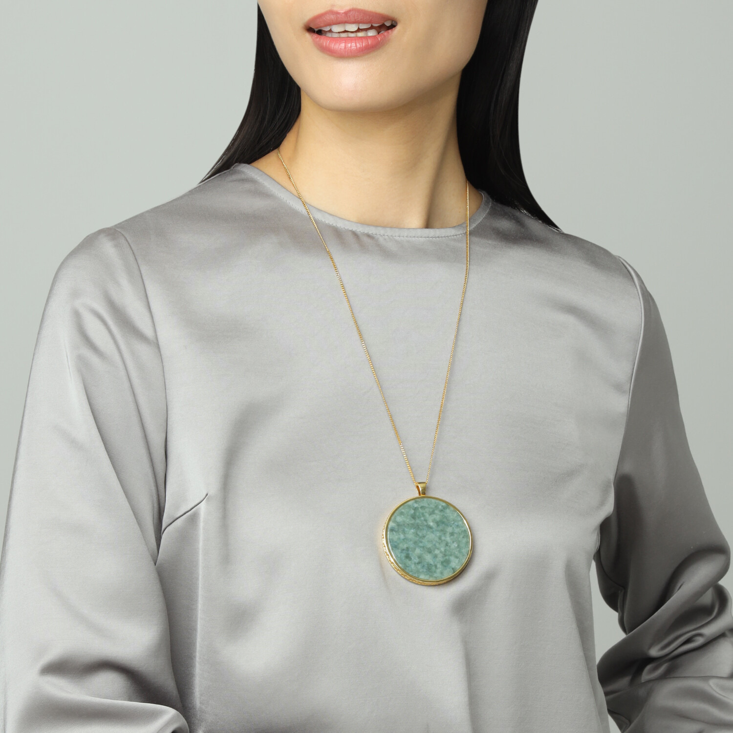 マスターストーン シルバー 無着色本翡翠 濃緑特大ペンダントトップ 〜百壽〜