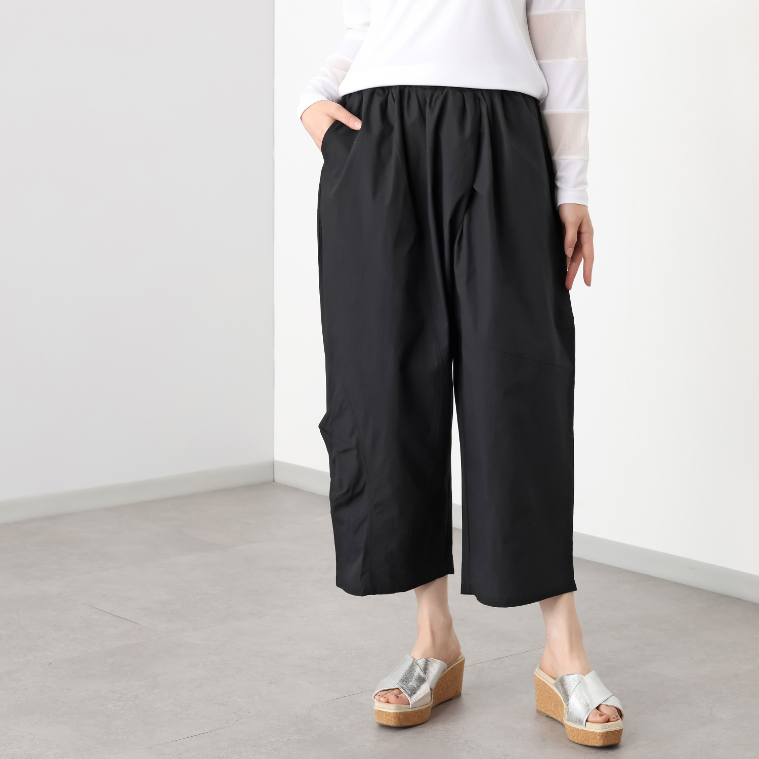 コイビトミサキ　ブラック アシンメトリー切替 デザインパンツ