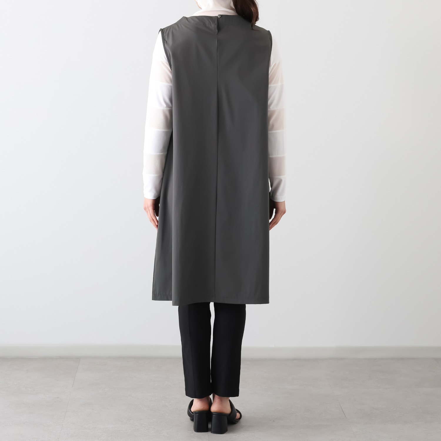 コイビトミサキ　ブラック 異素材切替 ノースリーブ ワンピース