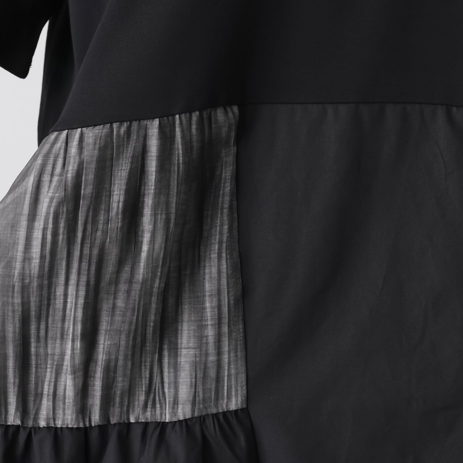 コイビトミサキ　ブラック 異素材ミックス デザインワンピース