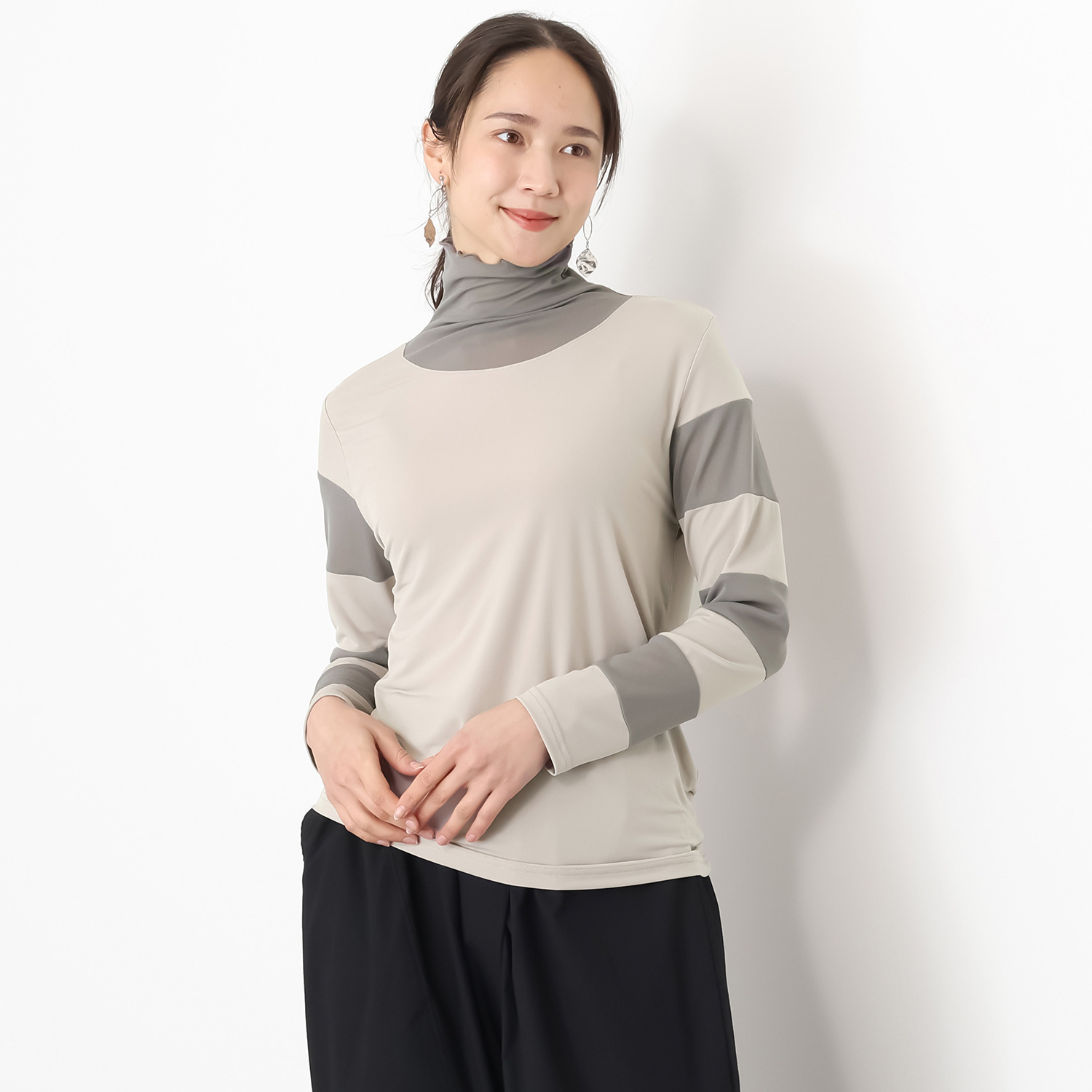 コイビトミサキ　ブラック シアー メッシュ切替 インナープルオーバー