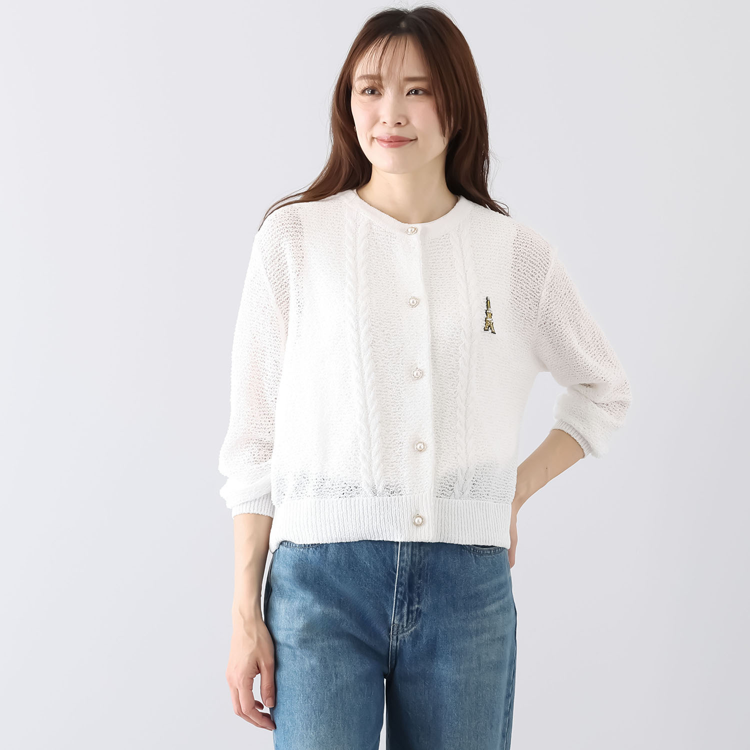 エル　ステュディオ サマーブークレ ニットカーディガン