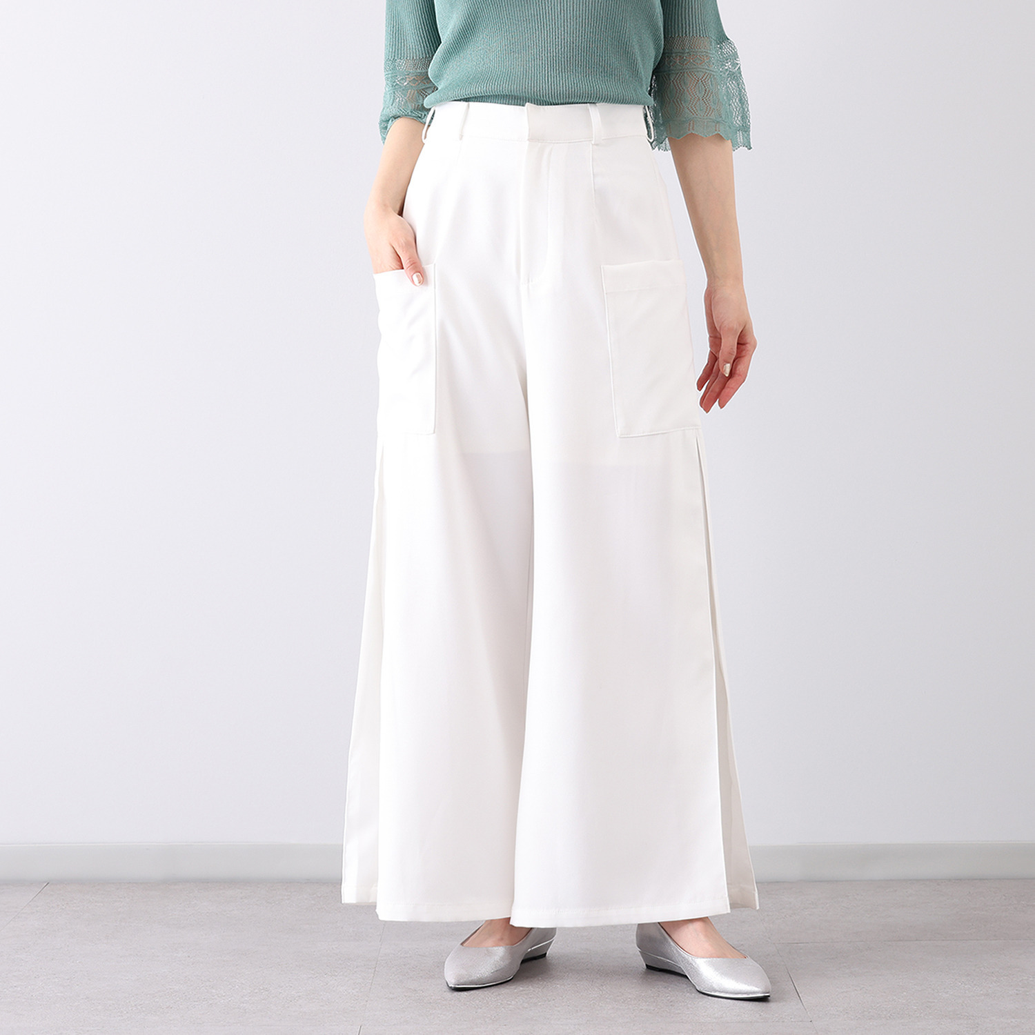 ミューリエ きちんと×優雅で叶える 脚長シルエット サイドボックスタック カーゴパンツ