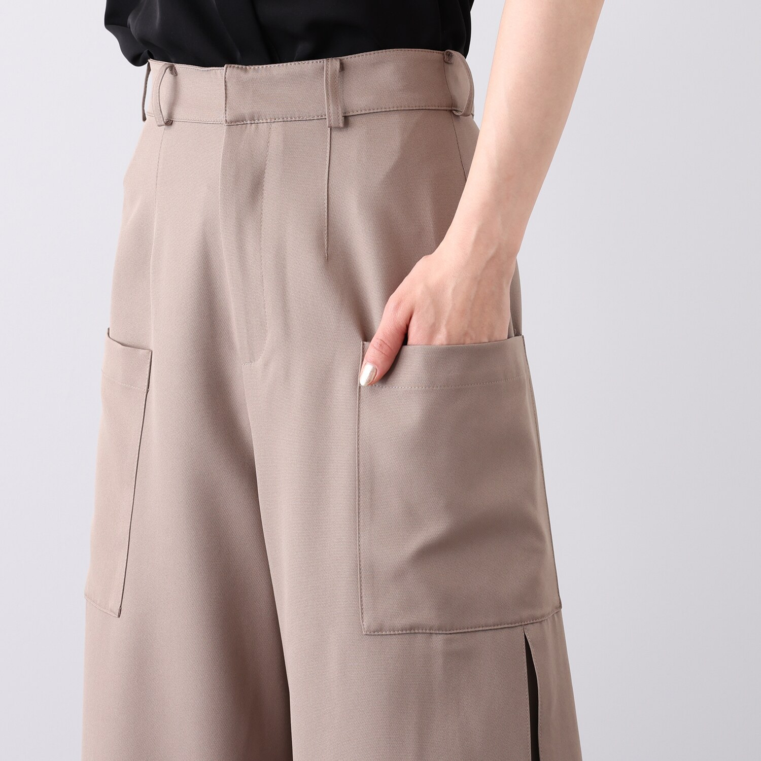 ミューリエ きちんと×優雅で叶える 脚長シルエット サイドボックスタック カーゴパンツ