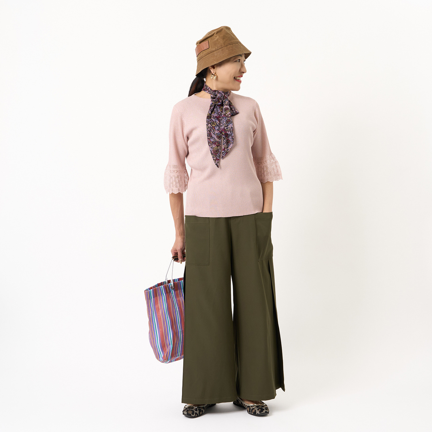 ミューリエ きちんと×優雅で叶える 脚長シルエット サイドボックスタック カーゴパンツ