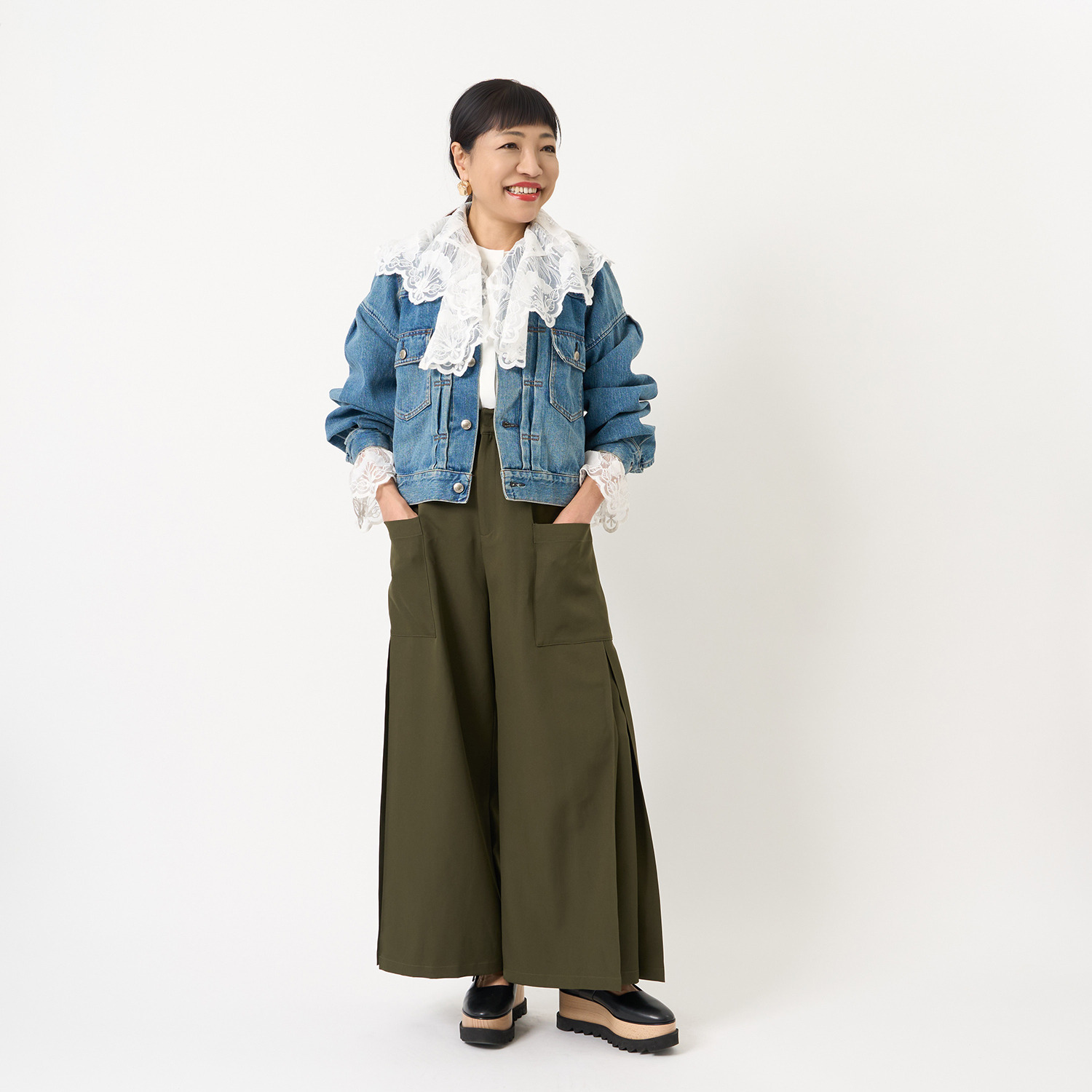 ミューリエ きちんと×優雅で叶える 脚長シルエット サイドボックスタック カーゴパンツ