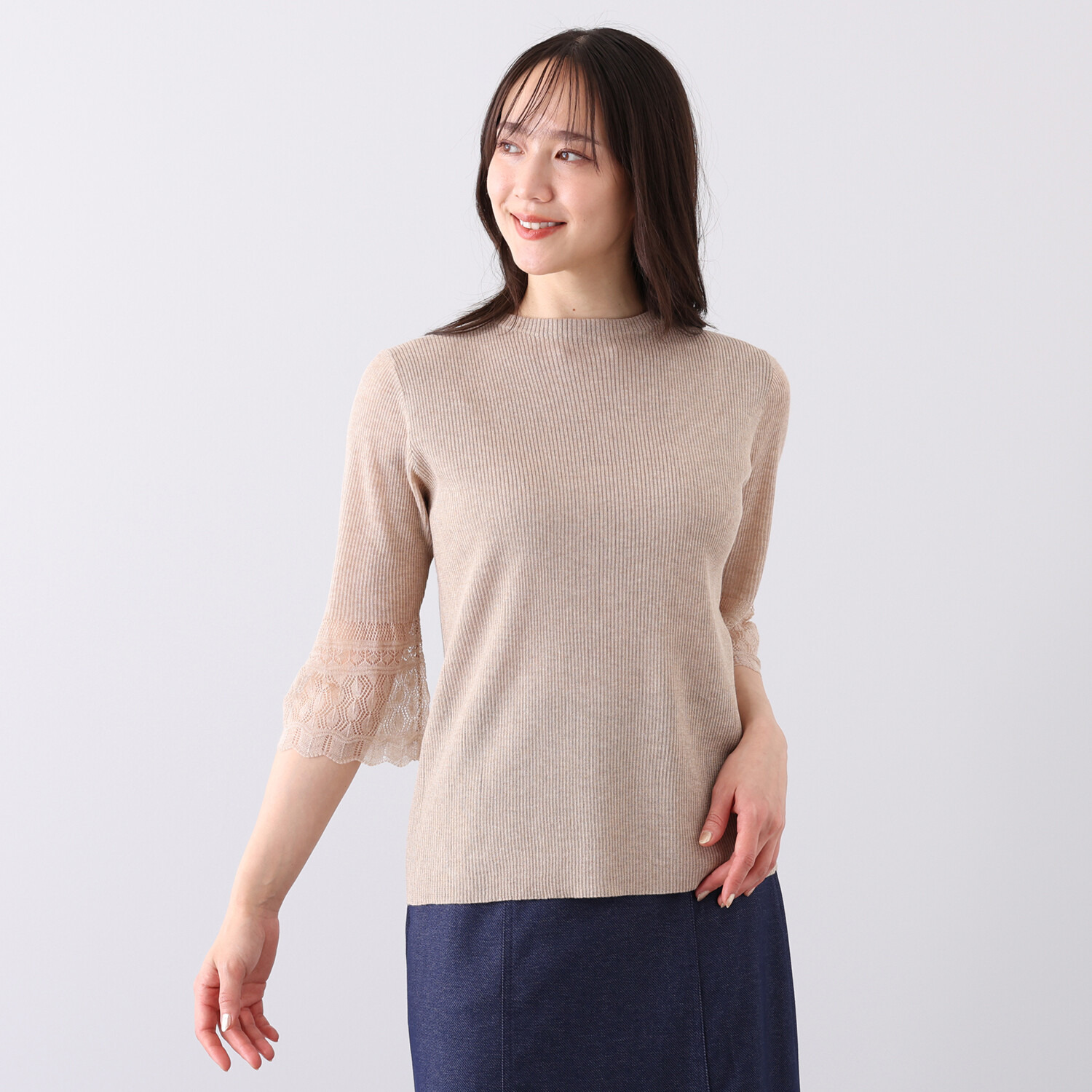 ミューリエ 心地良いエレガンス 夏の大人映え 袖口レース編 プルオーバー