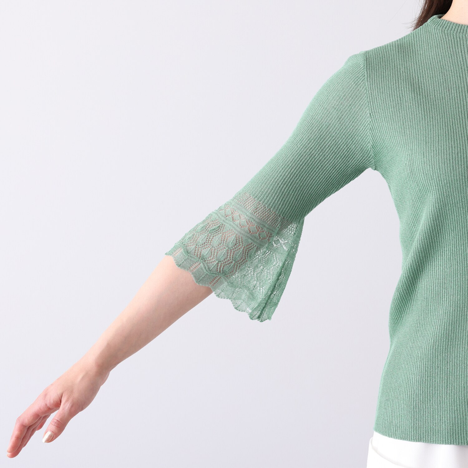 ミューリエ 心地良いエレガンス 夏の大人映え 袖口レース編 プルオーバー