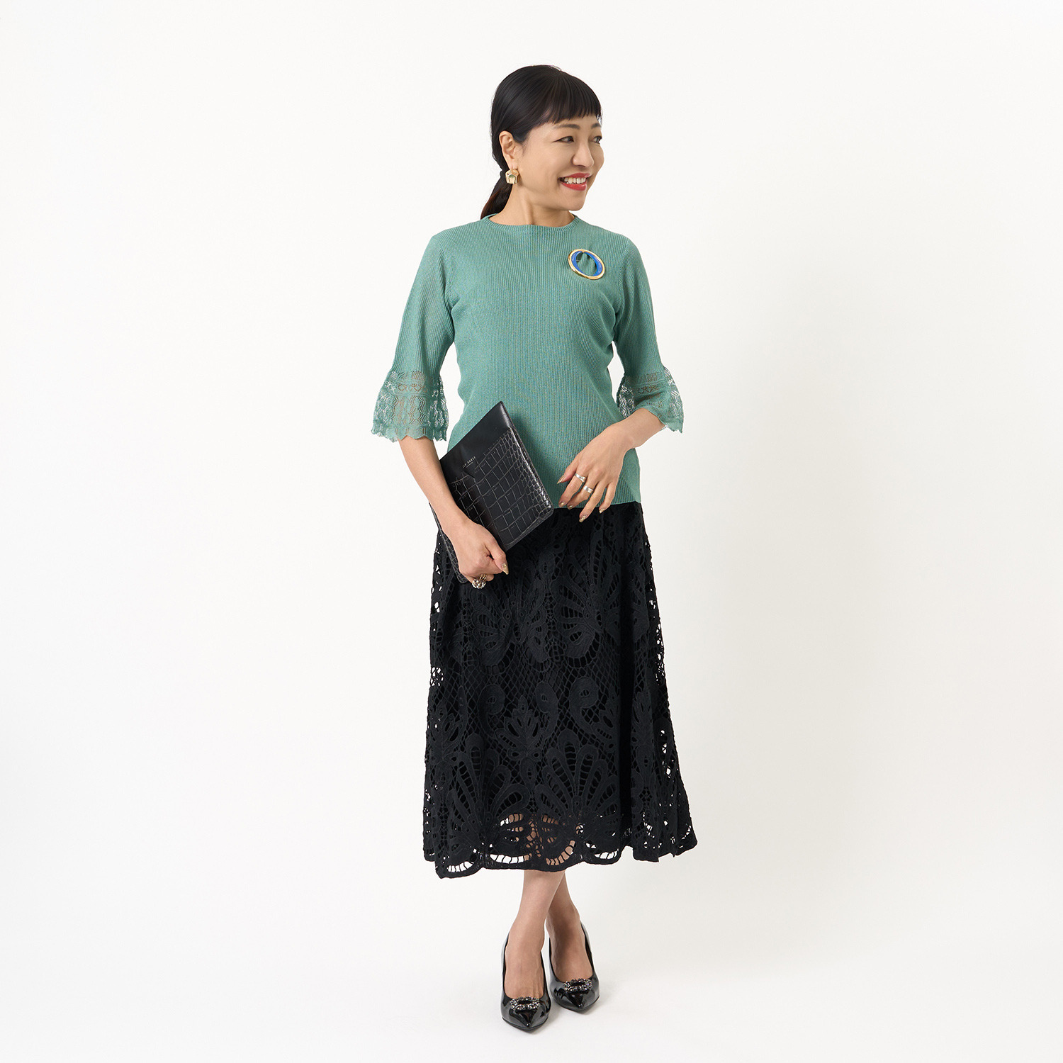 ミューリエ 心地良いエレガンス 夏の大人映え 袖口レース編 プルオーバー