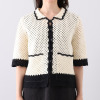 ミューリエ 都会派クラフト かぎ針編み風 デザインカーディガン