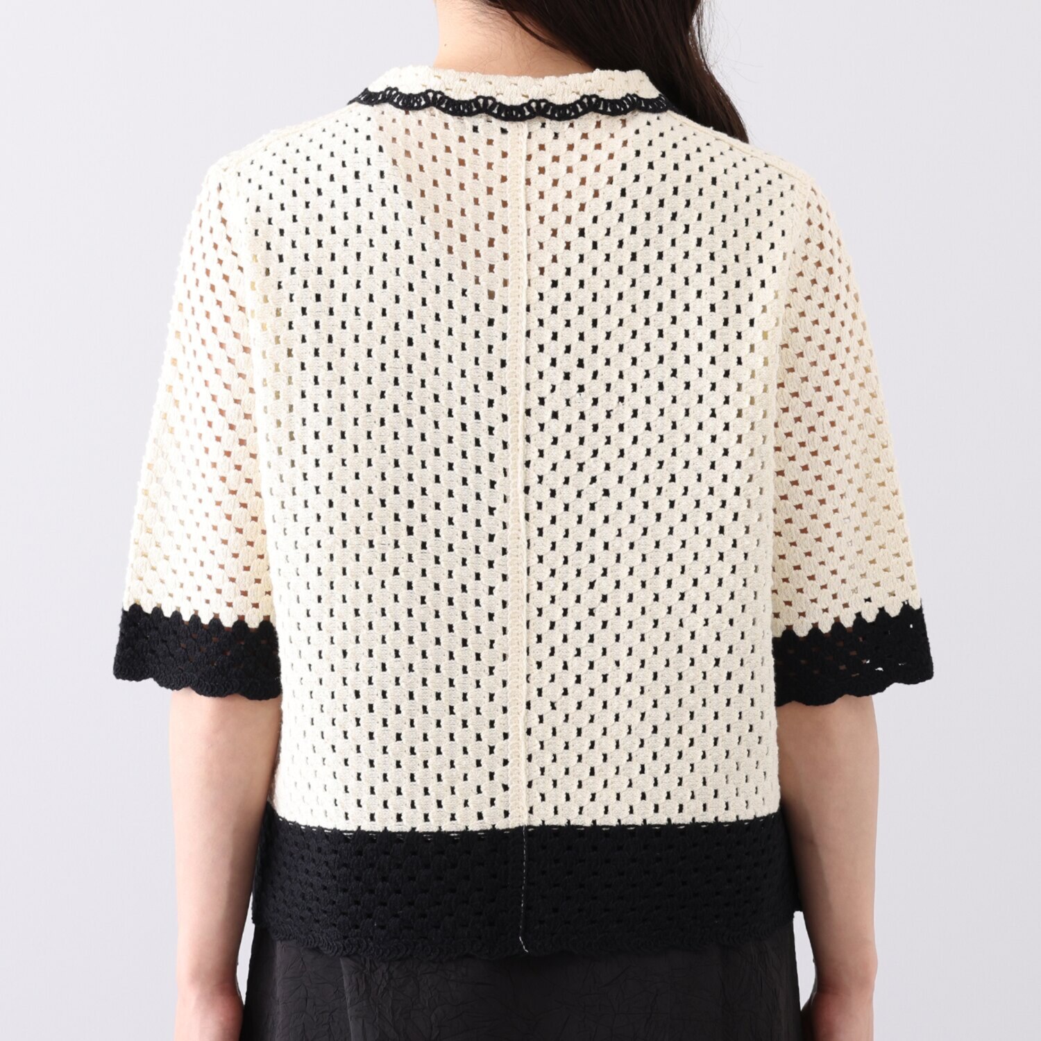 ミューリエ 都会派クラフト かぎ針編み風 デザインカーディガン