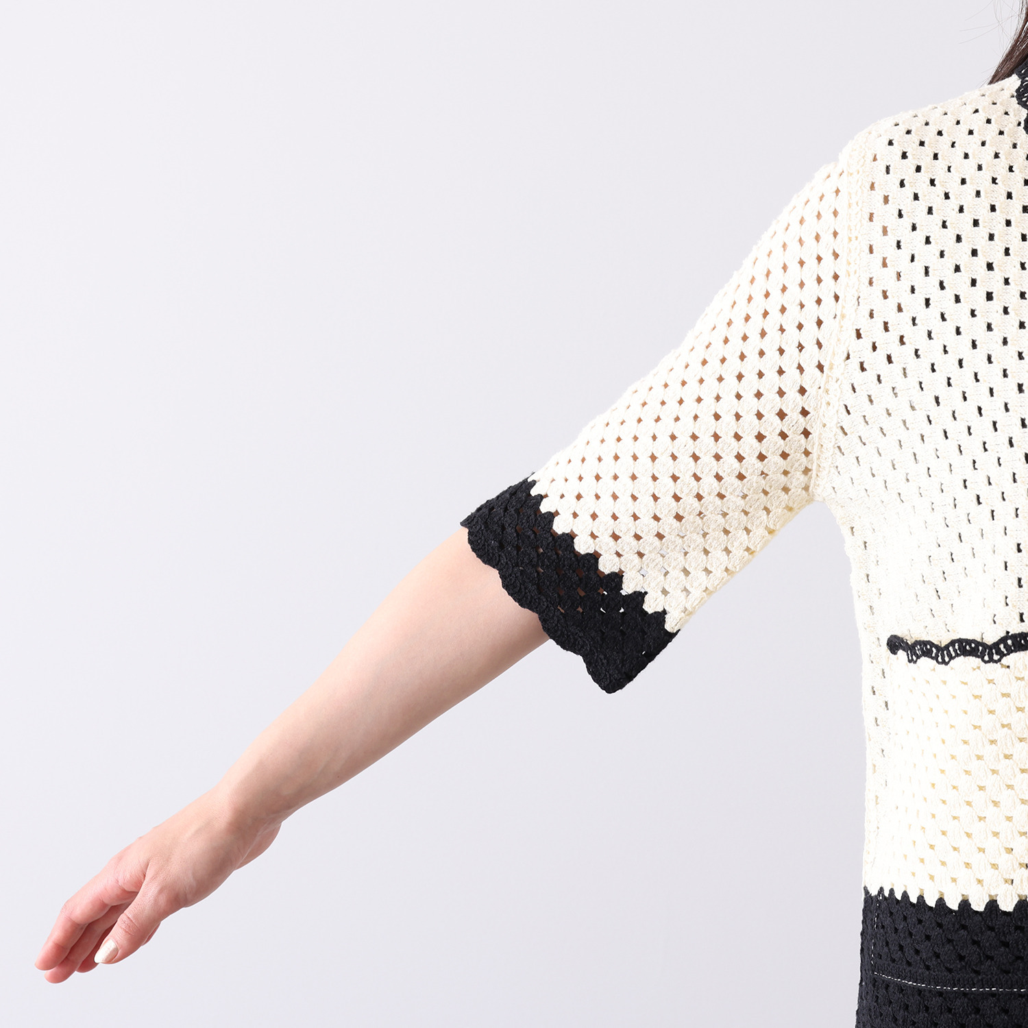 ミューリエ 都会派クラフト かぎ針編み風 デザインカーディガン