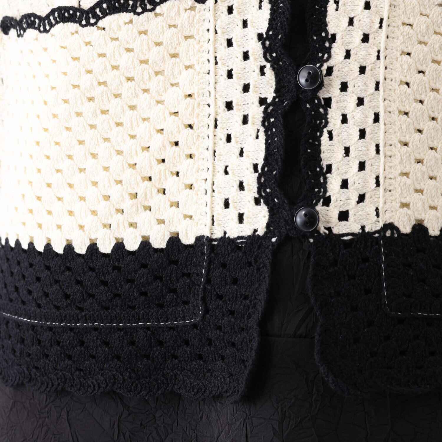 ミューリエ 都会派クラフト かぎ針編み風 デザインカーディガン