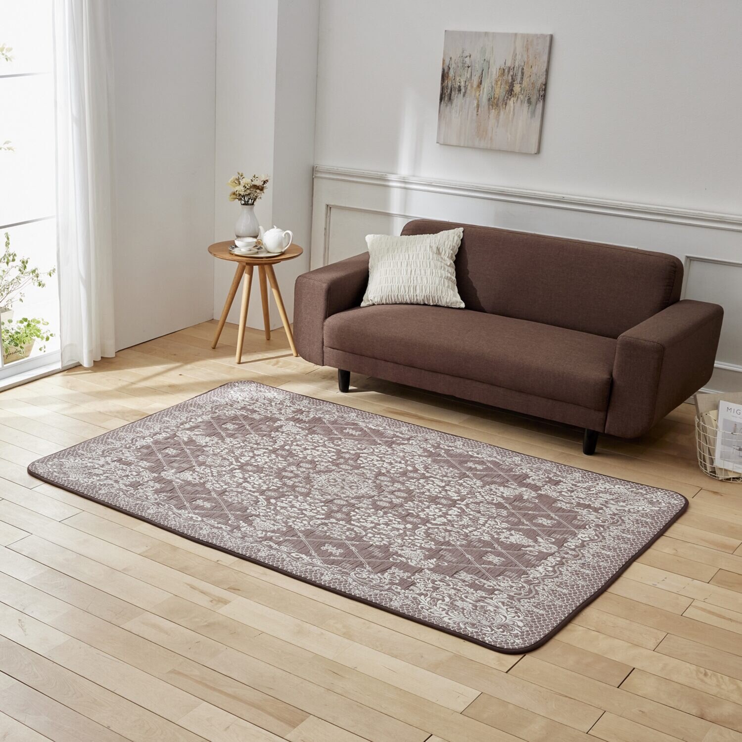 スワトウ刺しゅう協会 認定デザイン 綿１００％ラグ ＜１３０×１９０ｃｍ＞