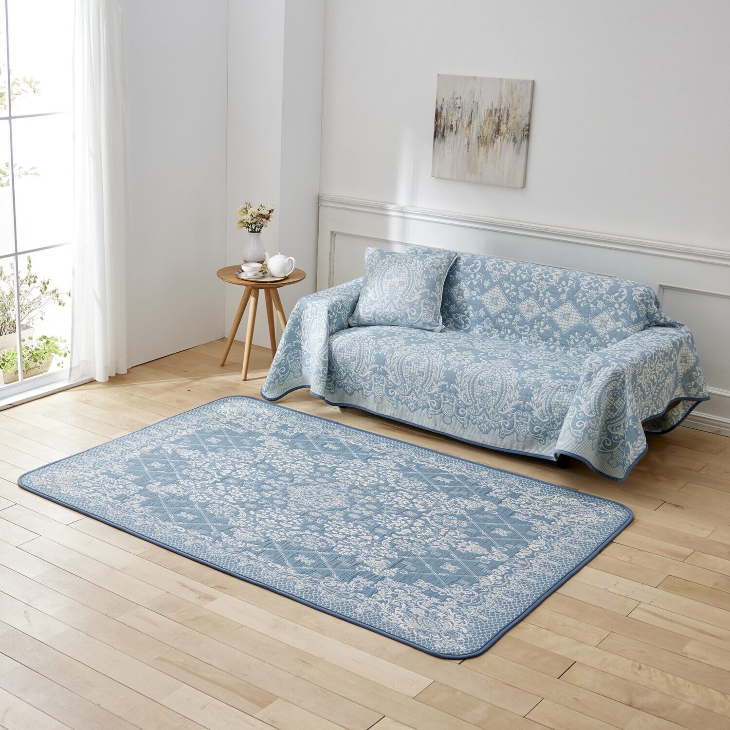 スワトウ刺しゅう協会 認定デザイン 綿１００％ラグ ＜１３０×１９０ｃｍ＞