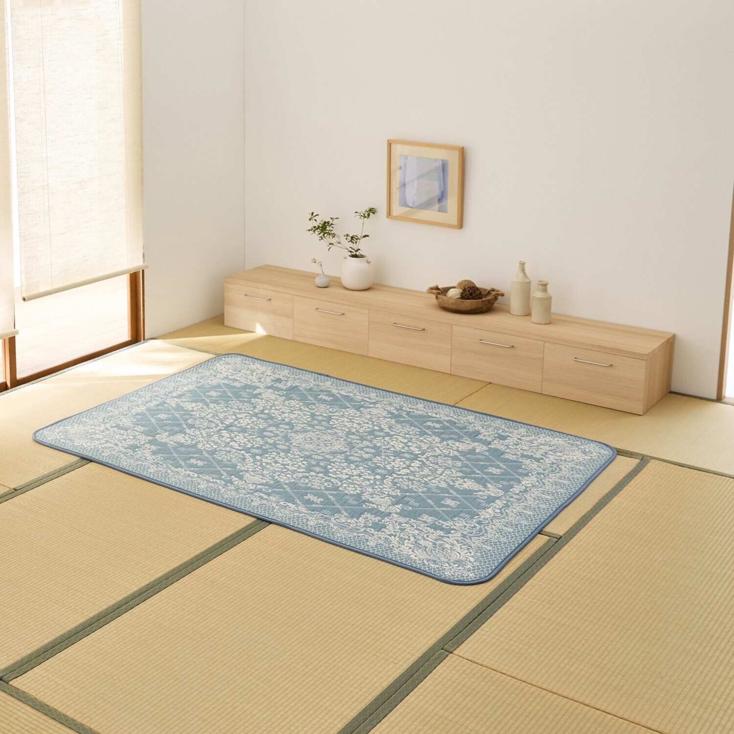 スワトウ刺しゅう協会 認定デザイン 綿１００％ラグ ＜１３０×１９０ｃｍ＞