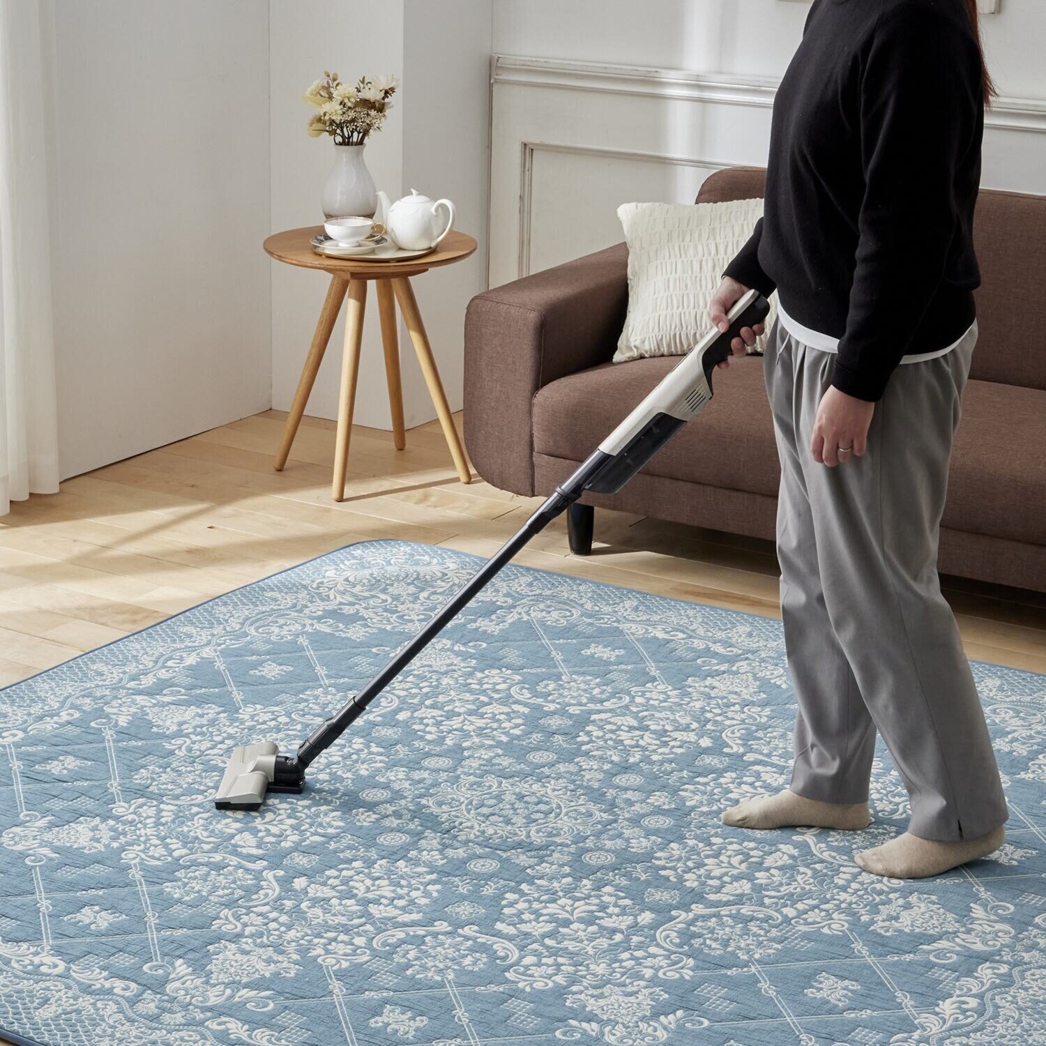 スワトウ刺しゅう協会 認定デザイン 綿１００％ラグ ＜１３０×１９０ｃｍ＞