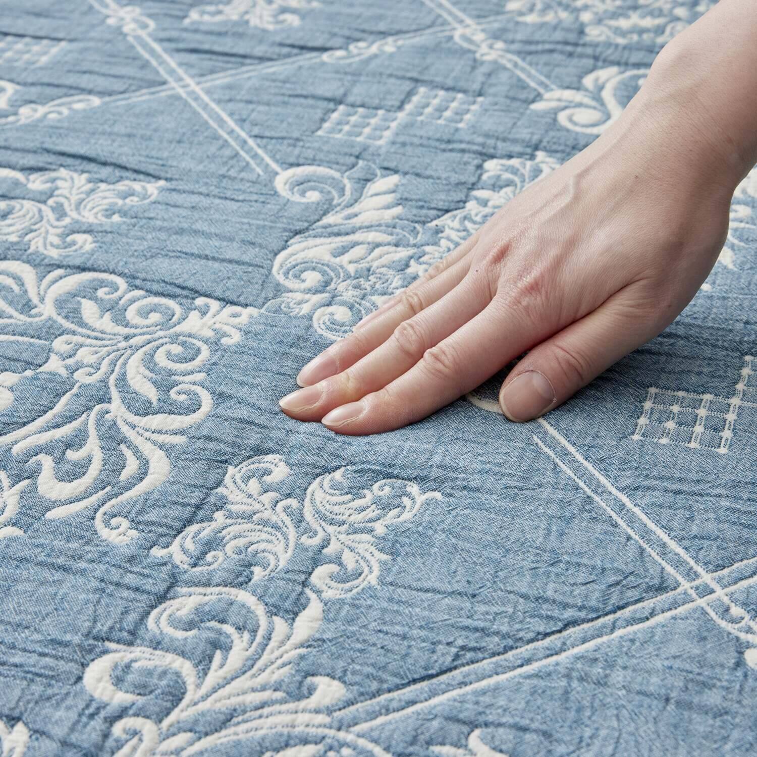 スワトウ刺しゅう協会 認定デザイン 綿１００％ラグ ＜１９０×１９０ｃｍ＞