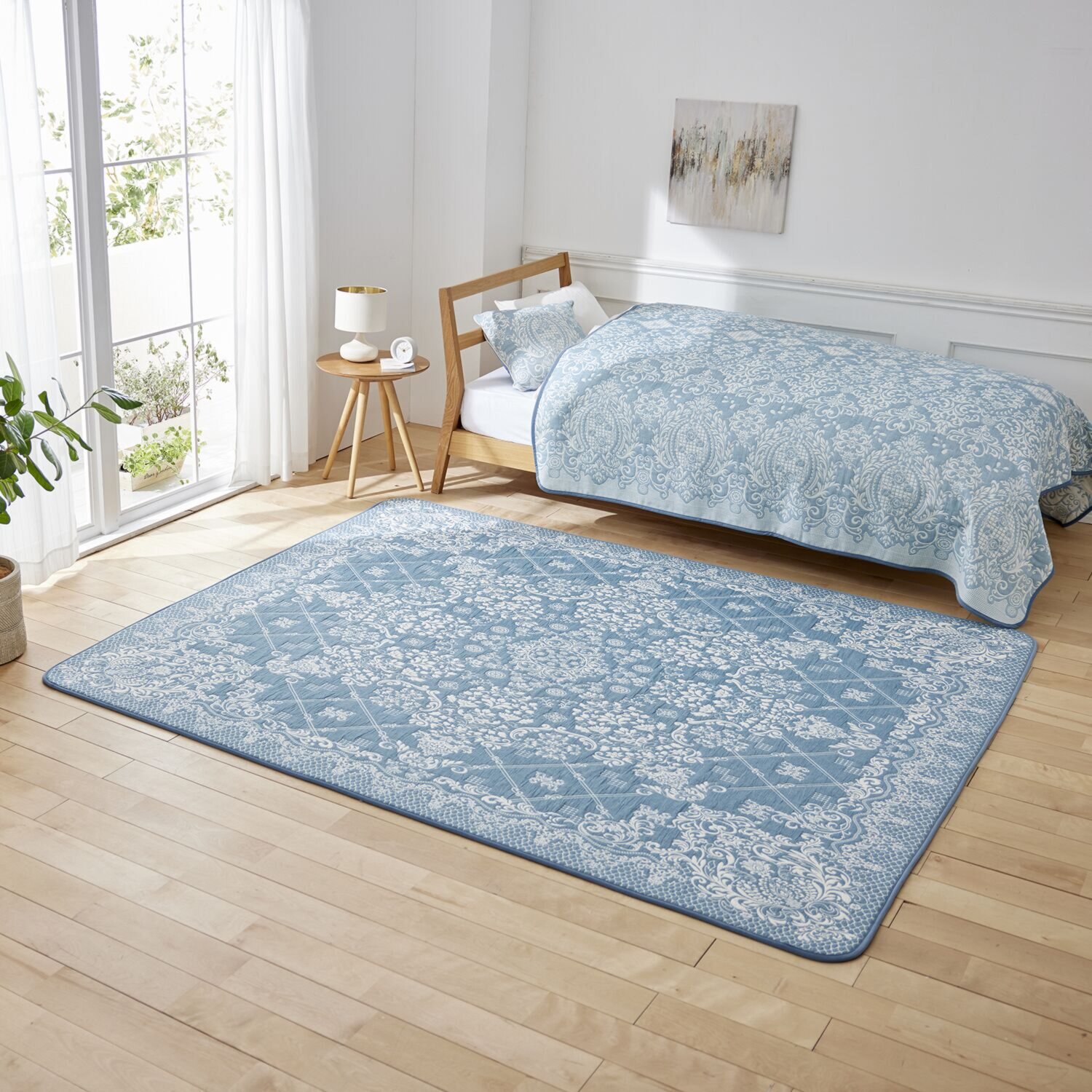 スワトウ刺しゅう協会 認定デザイン 綿１００％ラグ ＜１９０×２４０ｃｍ＞