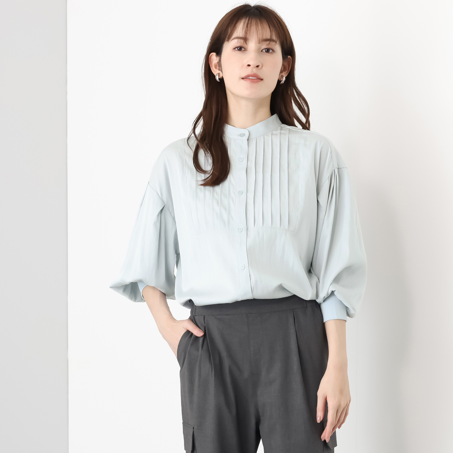 ２１２キッチンストア 止まるボリューム袖 きれい見え 家事ラクラクブラウス