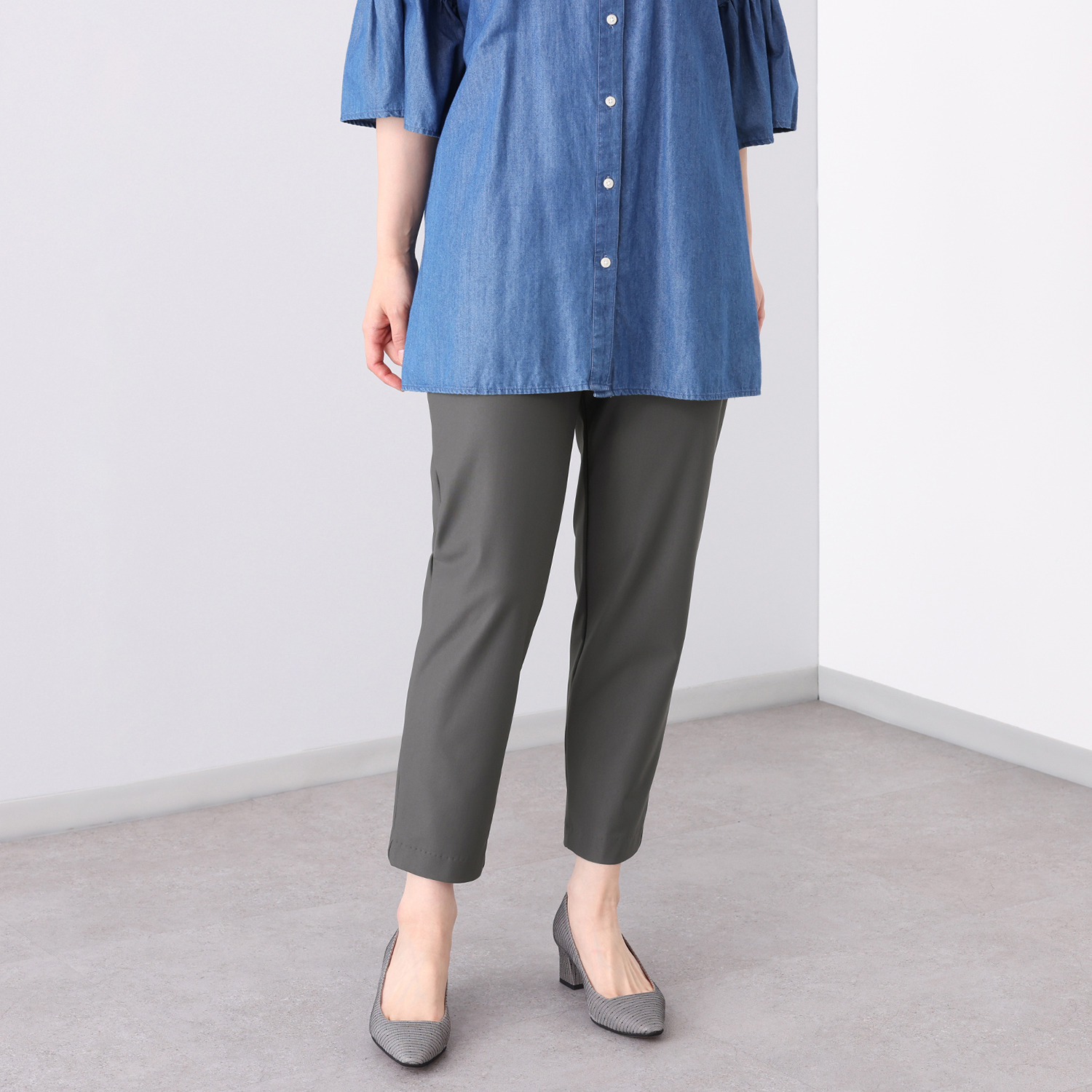 ピーツー 接触冷感・吸水速乾 多機能ストレッチ ゆったりすっきり アンクルパンツ ＜股下６４ｃｍ＞